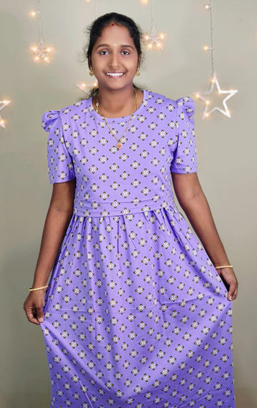 LAVENDER FLOWER PRINT ZIPLESS FEEDING WEAR