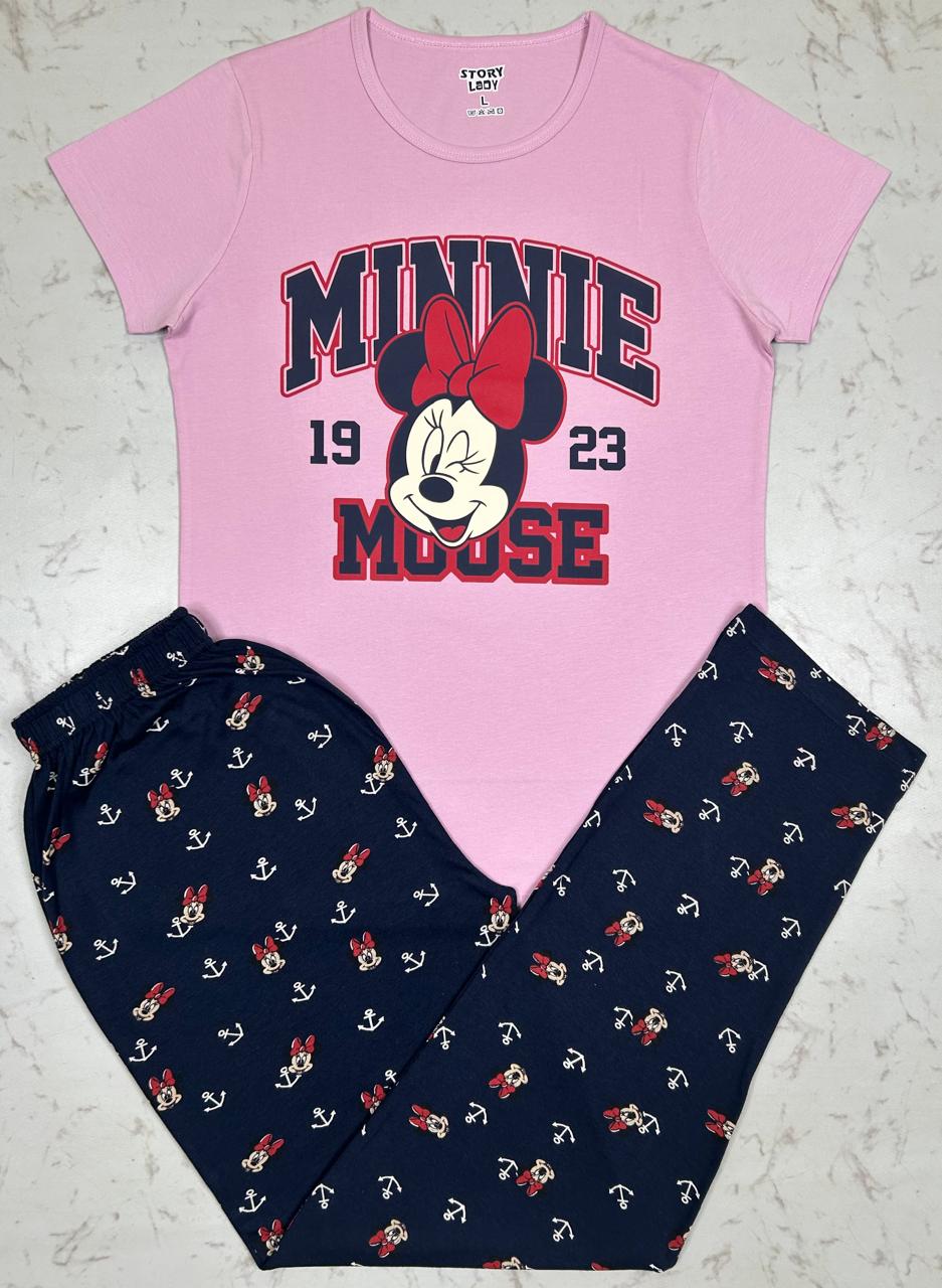 Lite Pink Minnie Mouse Print Pyjamas Set