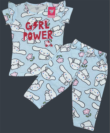 LIGHT BLUE PRINT GIRLS CAPRI SET