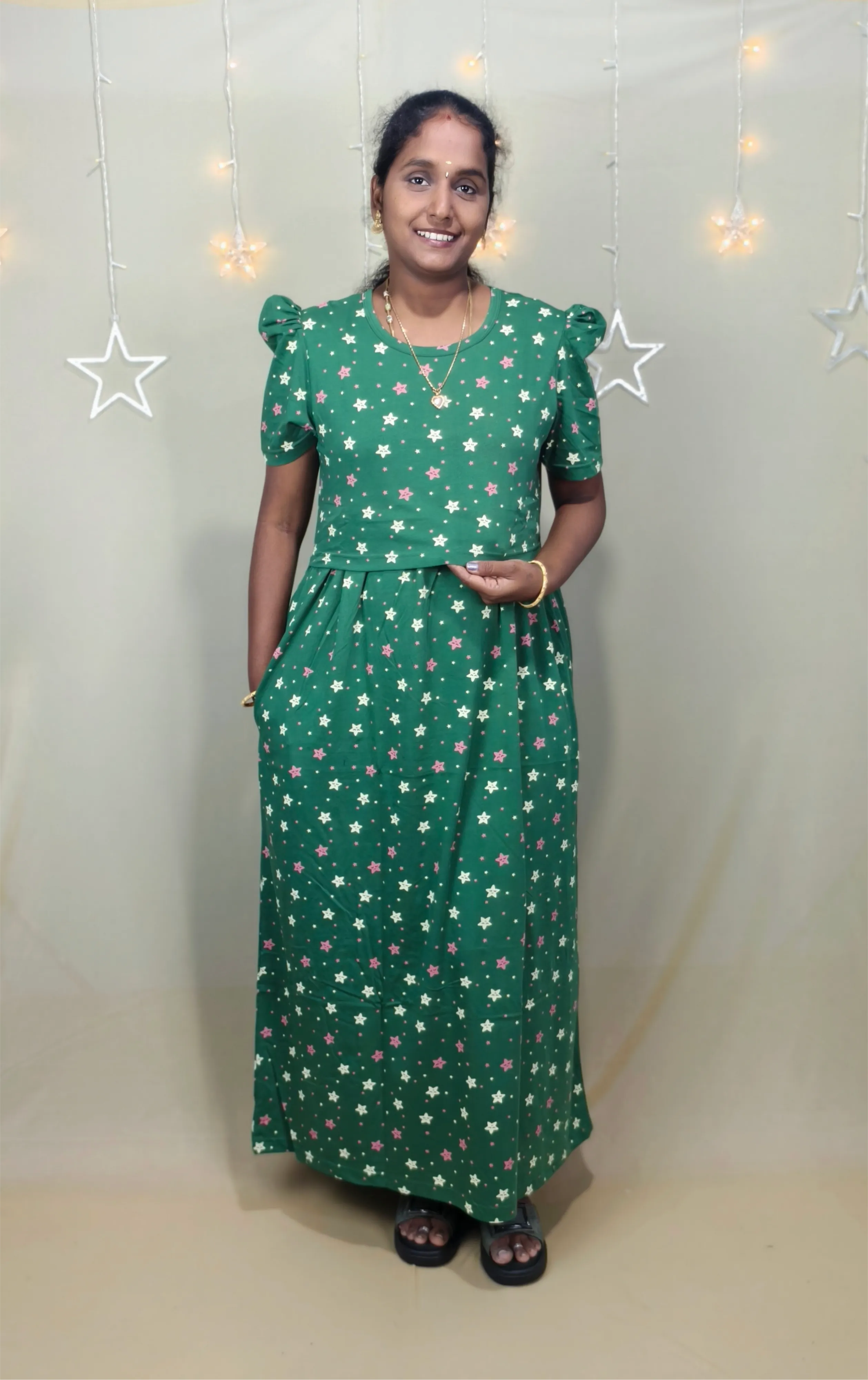 Leaf Green Floral Zipless Maternity Maxi