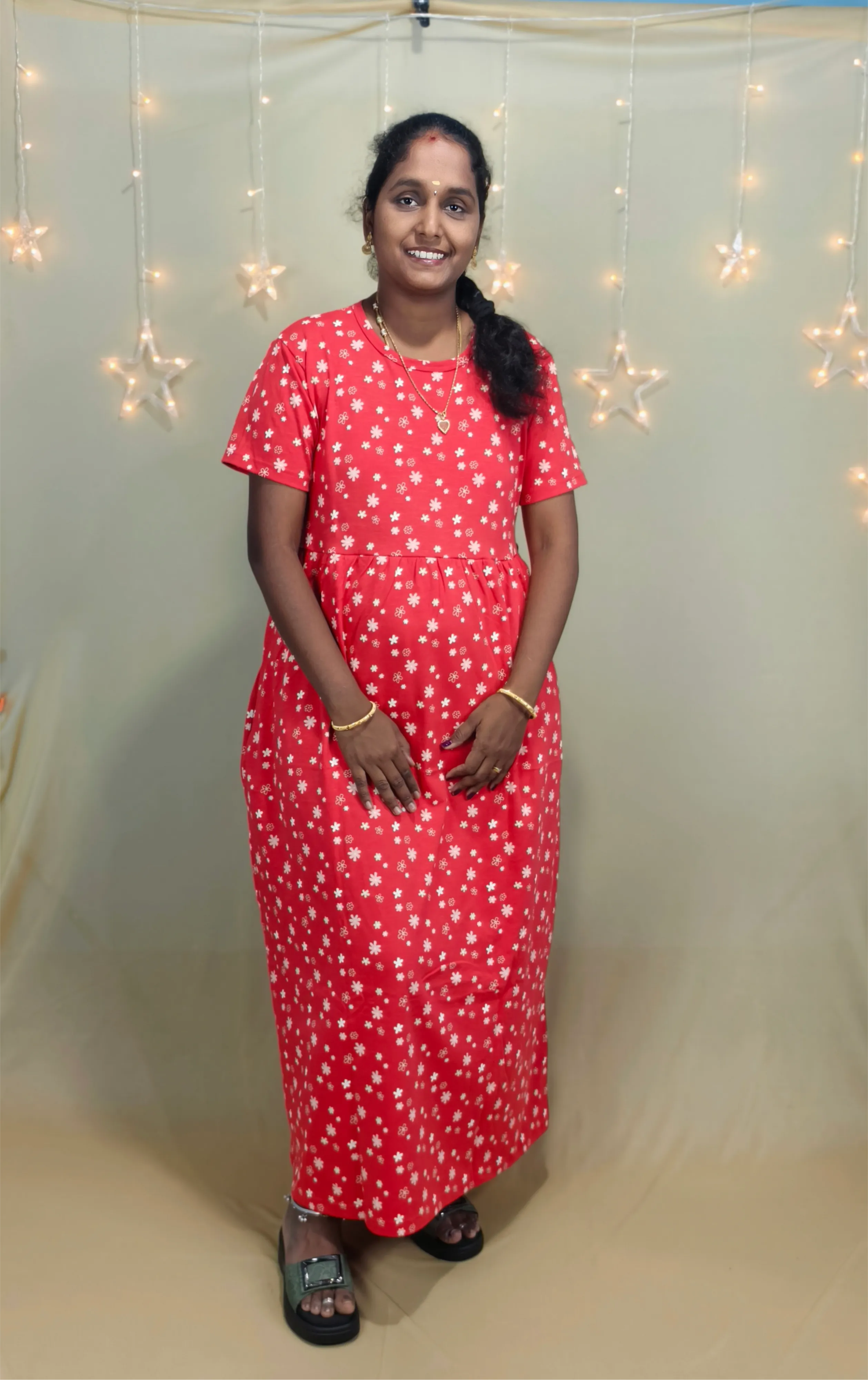 Dark Orange with floral Non feeding Maxi