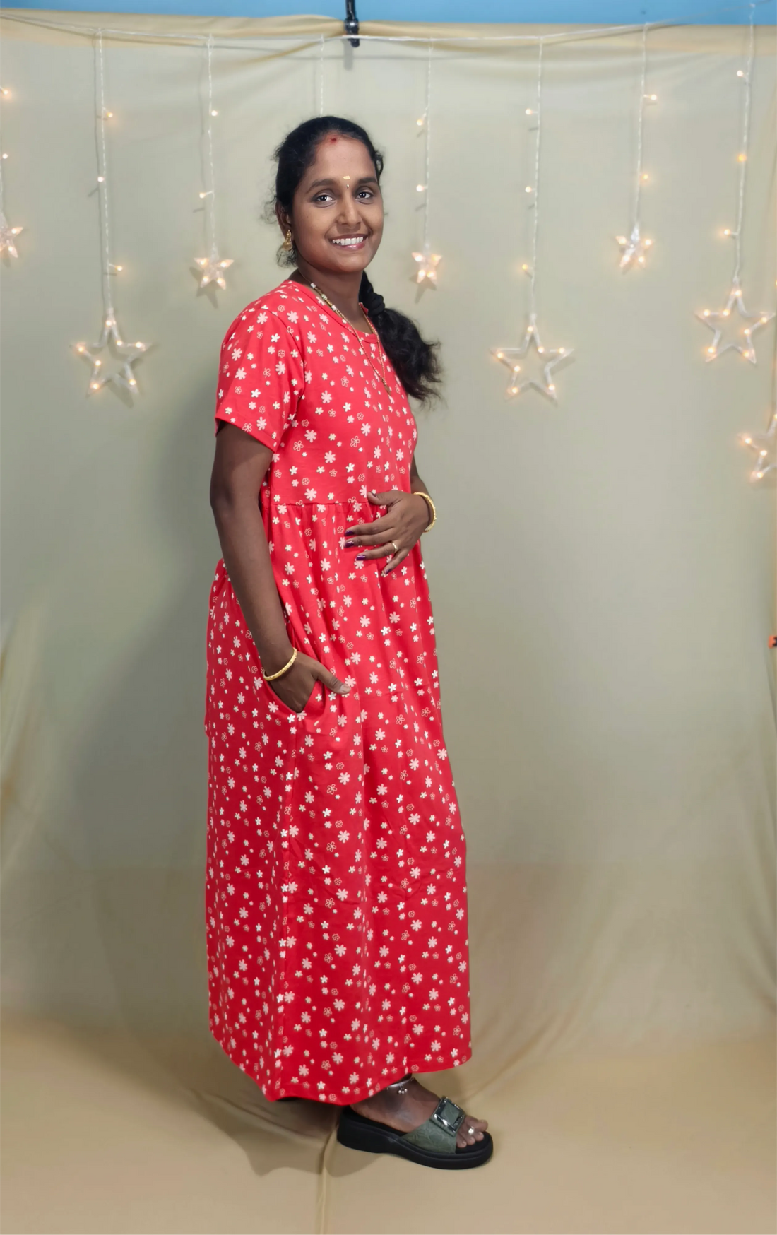 Dark Orange with floral Non feeding Maxi