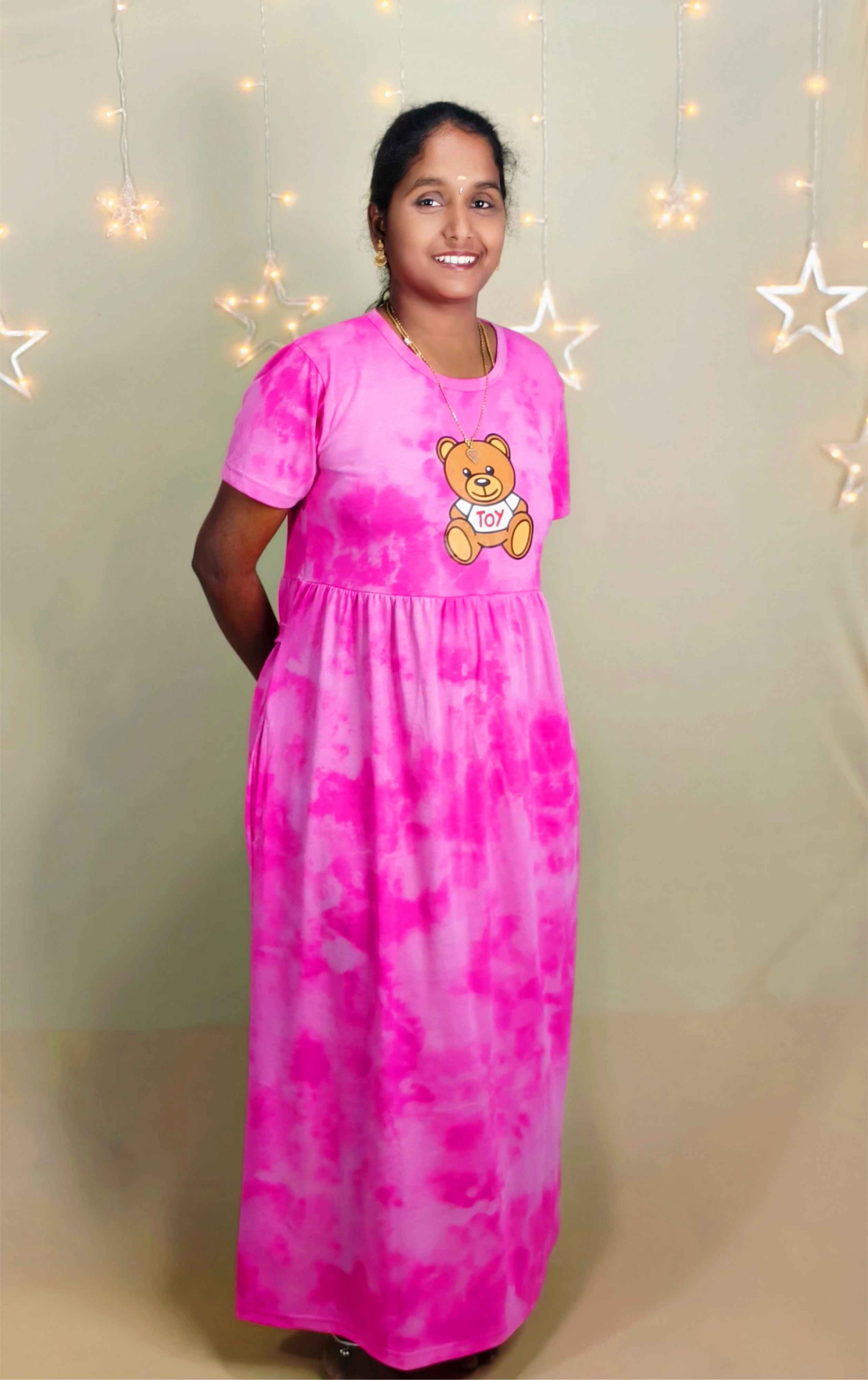 Pink chest print /Dye and Tie