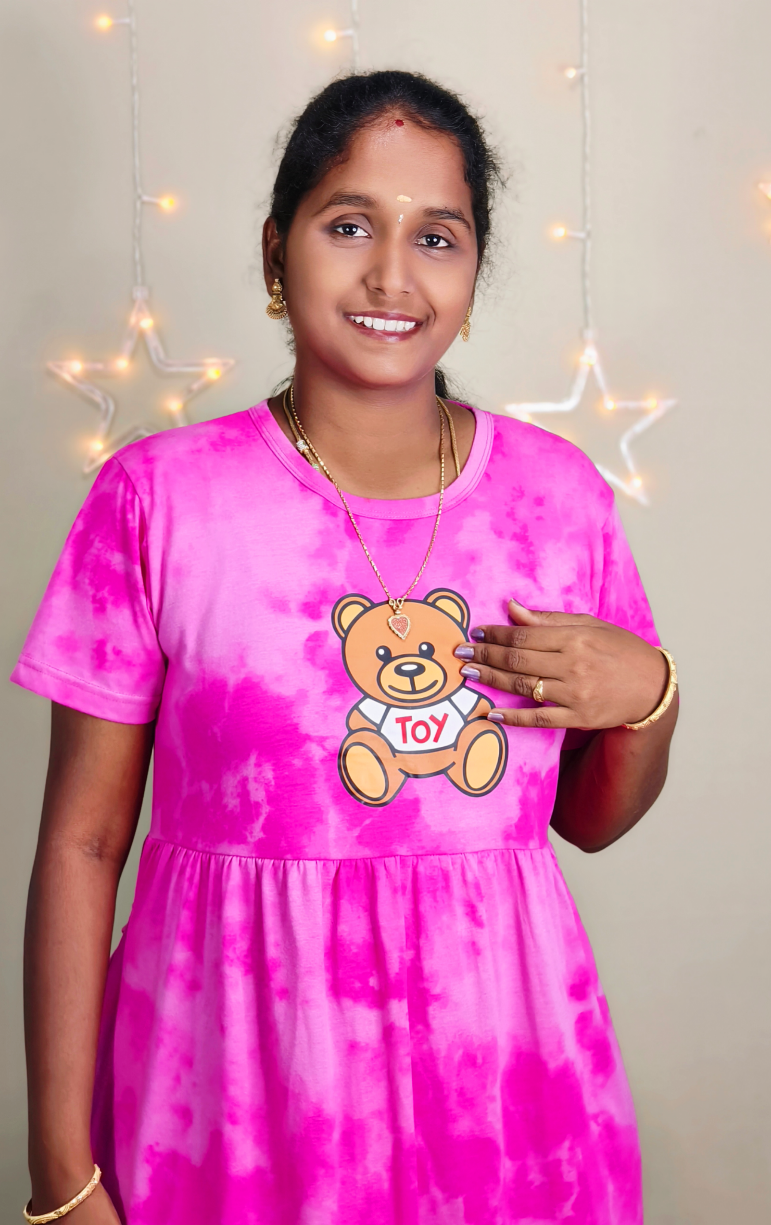 Pink chest print /Dye and Tie