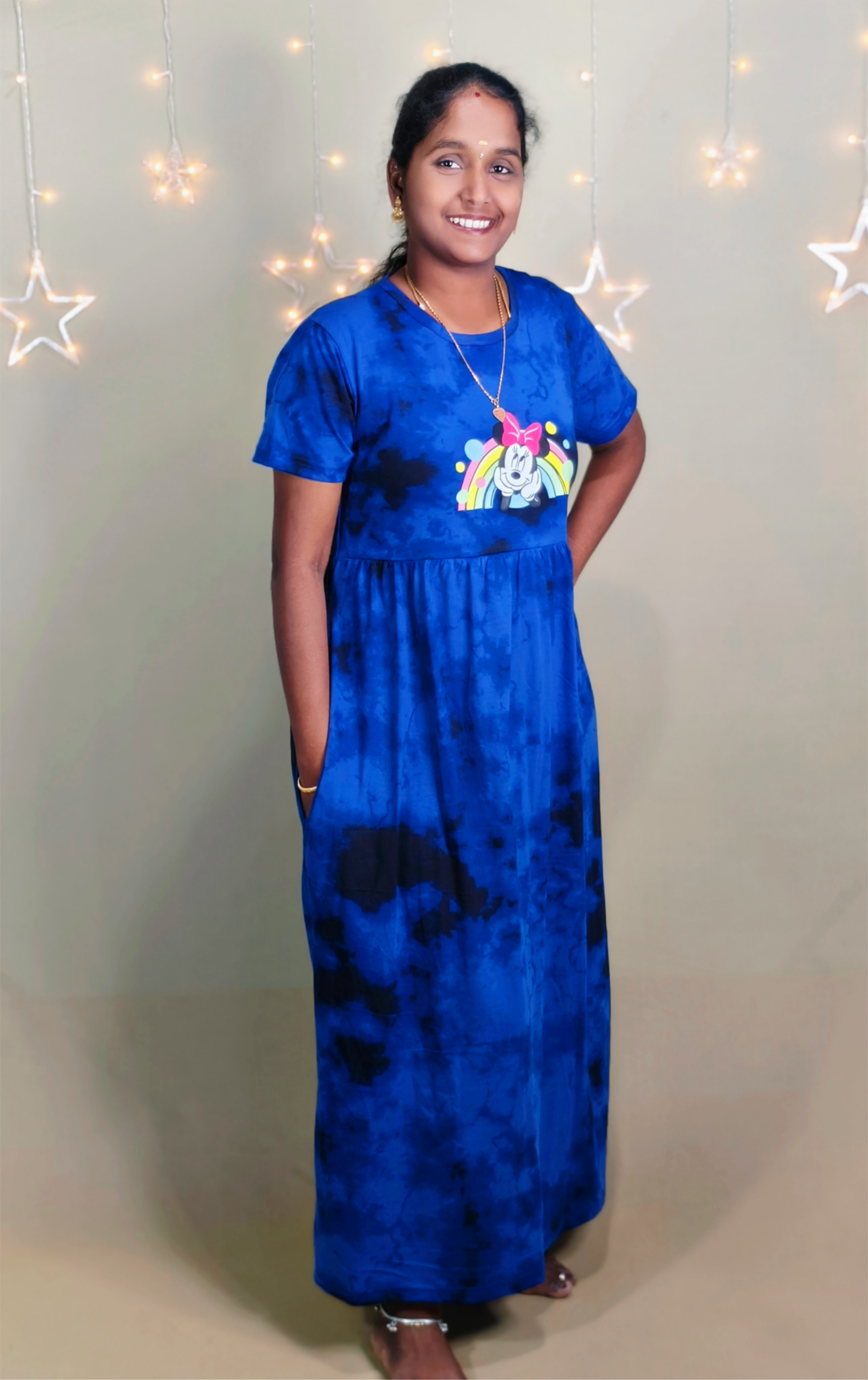 Dark navy chest print/Dye and Tie