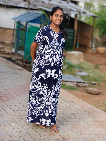 Dark navy LITE  WEIGHT FABRIC NON FEEDING MAXI