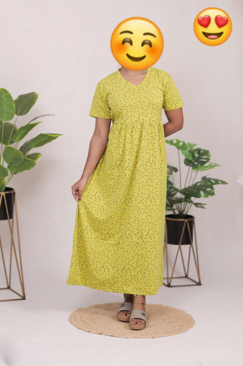LIME YELLOW V -NECK NON FEEDING MAXI