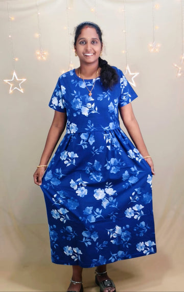 NAVY BLUE ANKLE  LENGTH ZIPLESS FEEDING MAXI