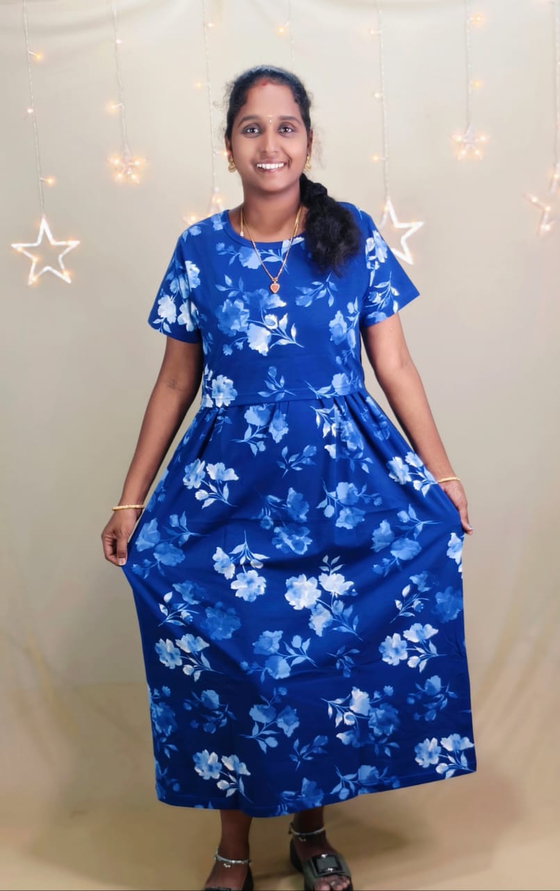 NAVY BLUE ANKLE  LENGTH ZIPLESS FEEDING MAXI