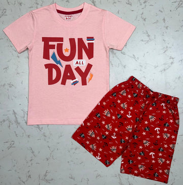 Lite orange tshirts shorts set