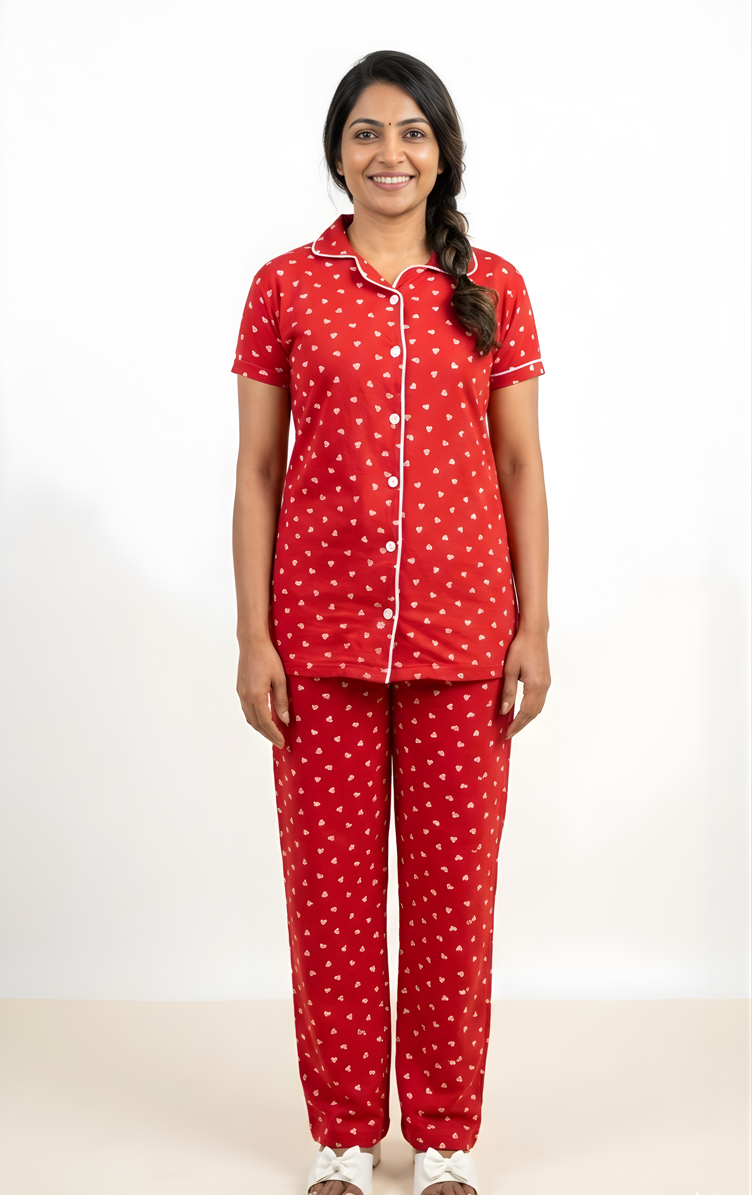 Bright Red Women Night suit