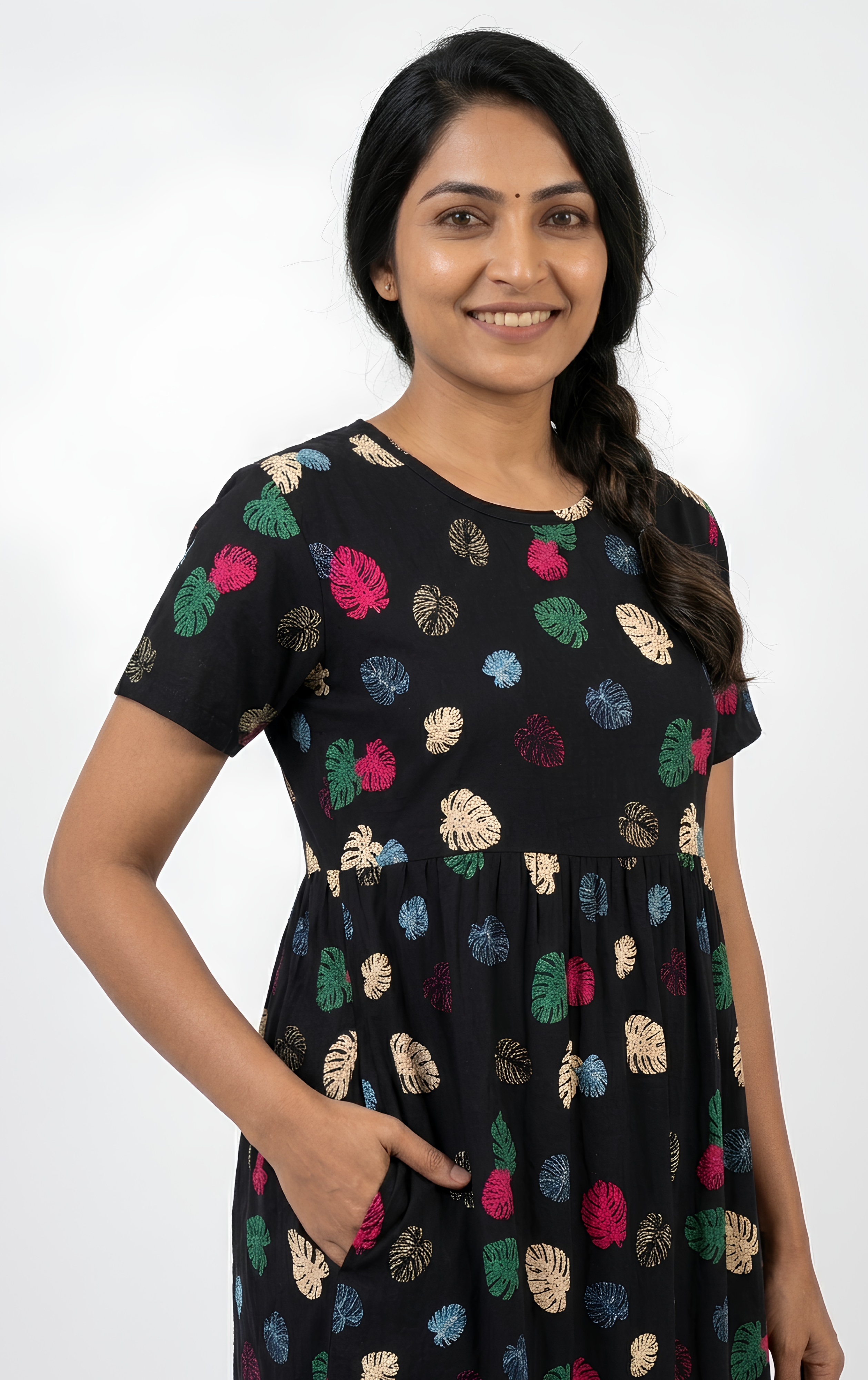 Black flower print Non feeding maxi