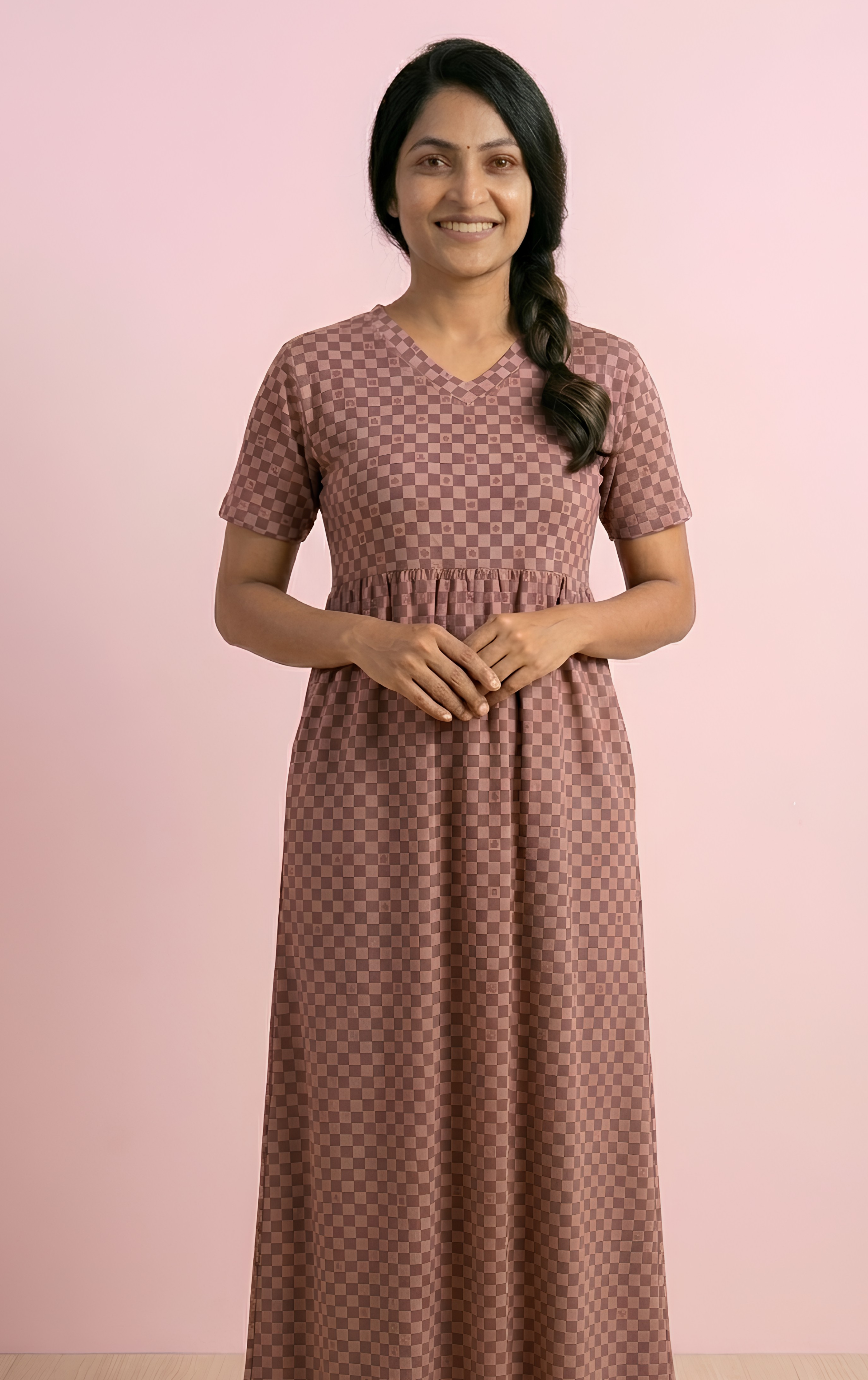 Lite Brown V neck Non feeding maxi