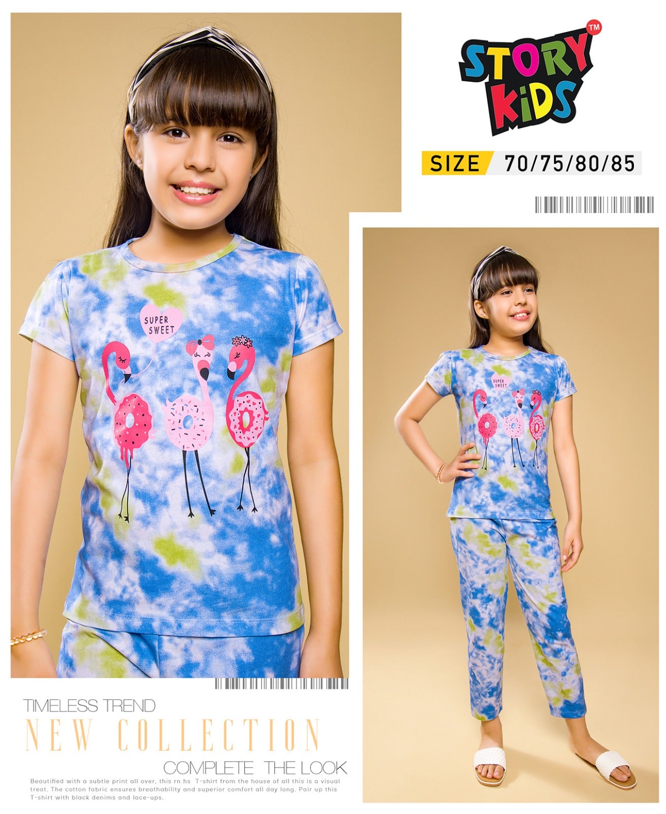BLUE DYE TIE PATTERN TSHIRTS PANT SET