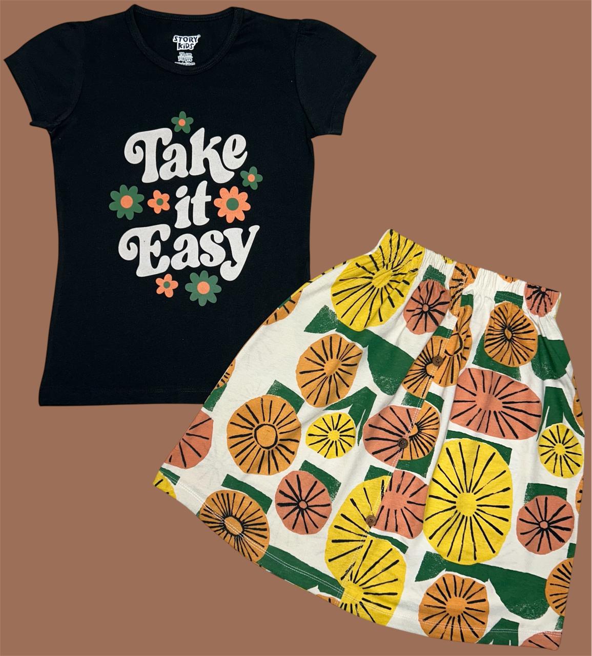 BLACK PRINT TSHIRT SKITS SET