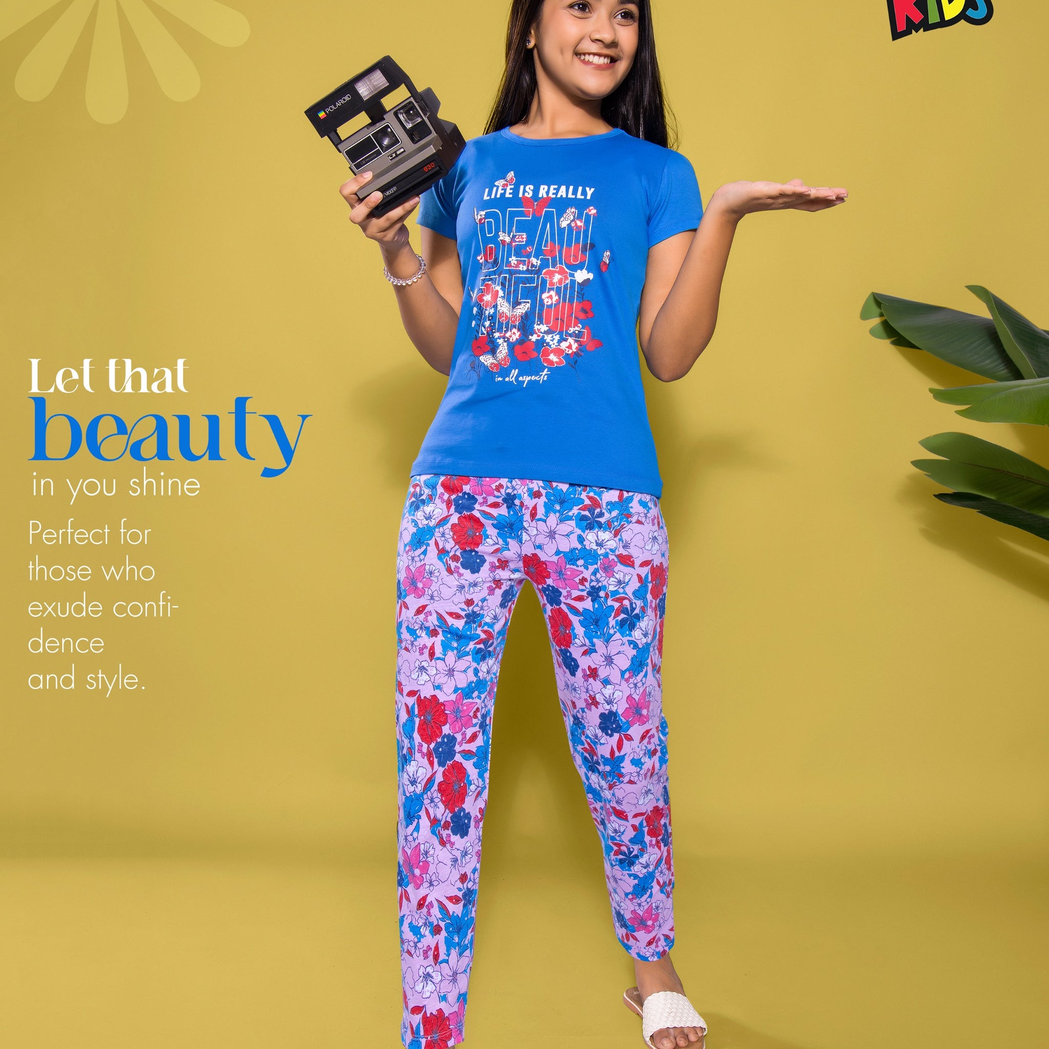 SKY BLUE PRINTED TSHIRT PANT SET