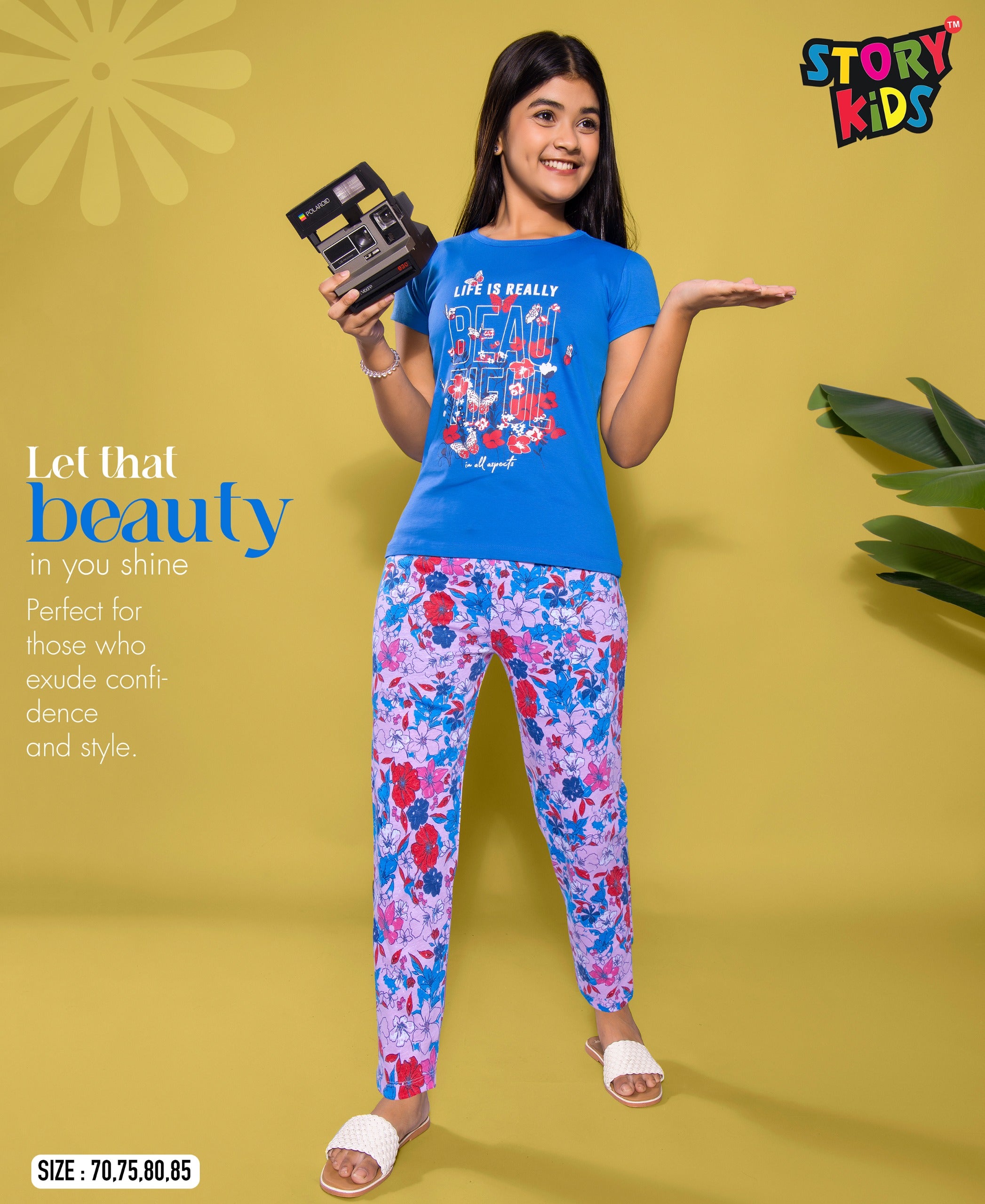 SKY BLUE PRINTED TSHIRT PANT SET