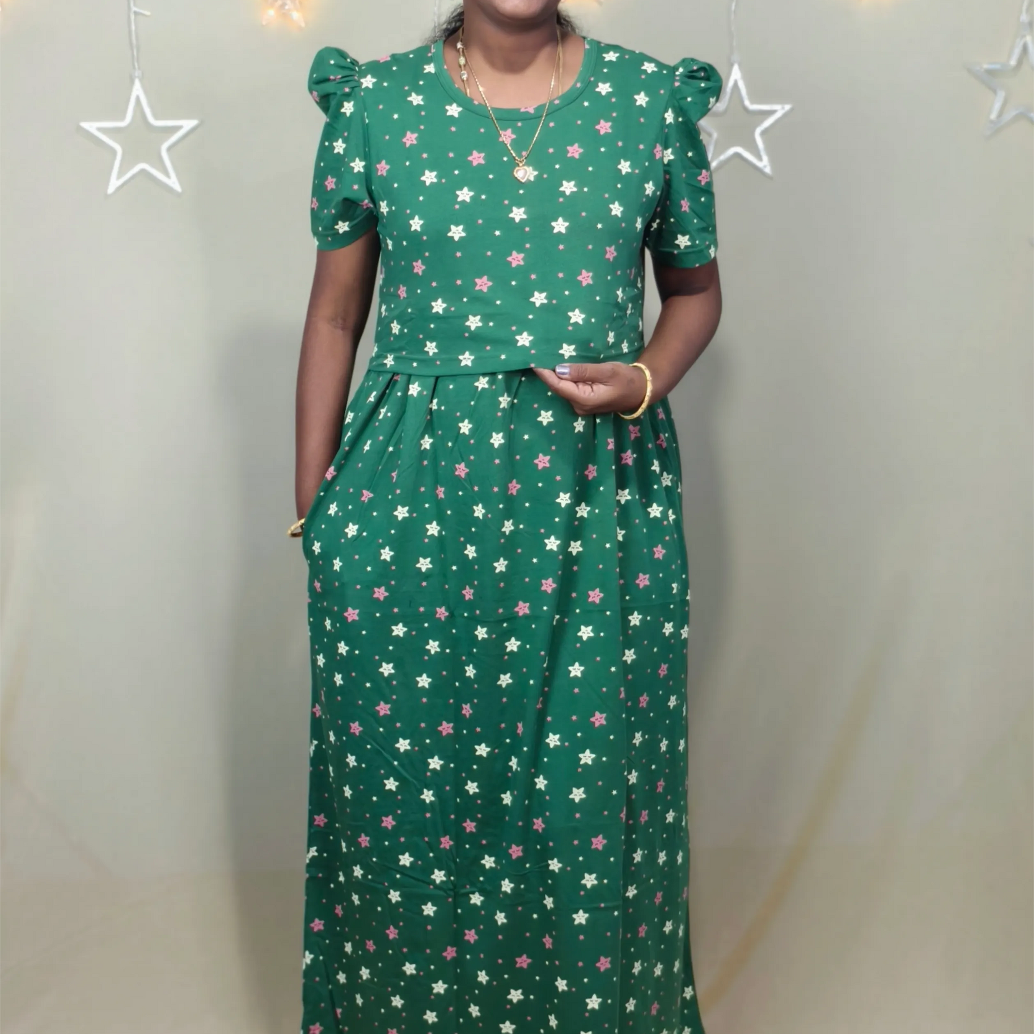 Leaf Green Floral Zipless Maternity Maxi