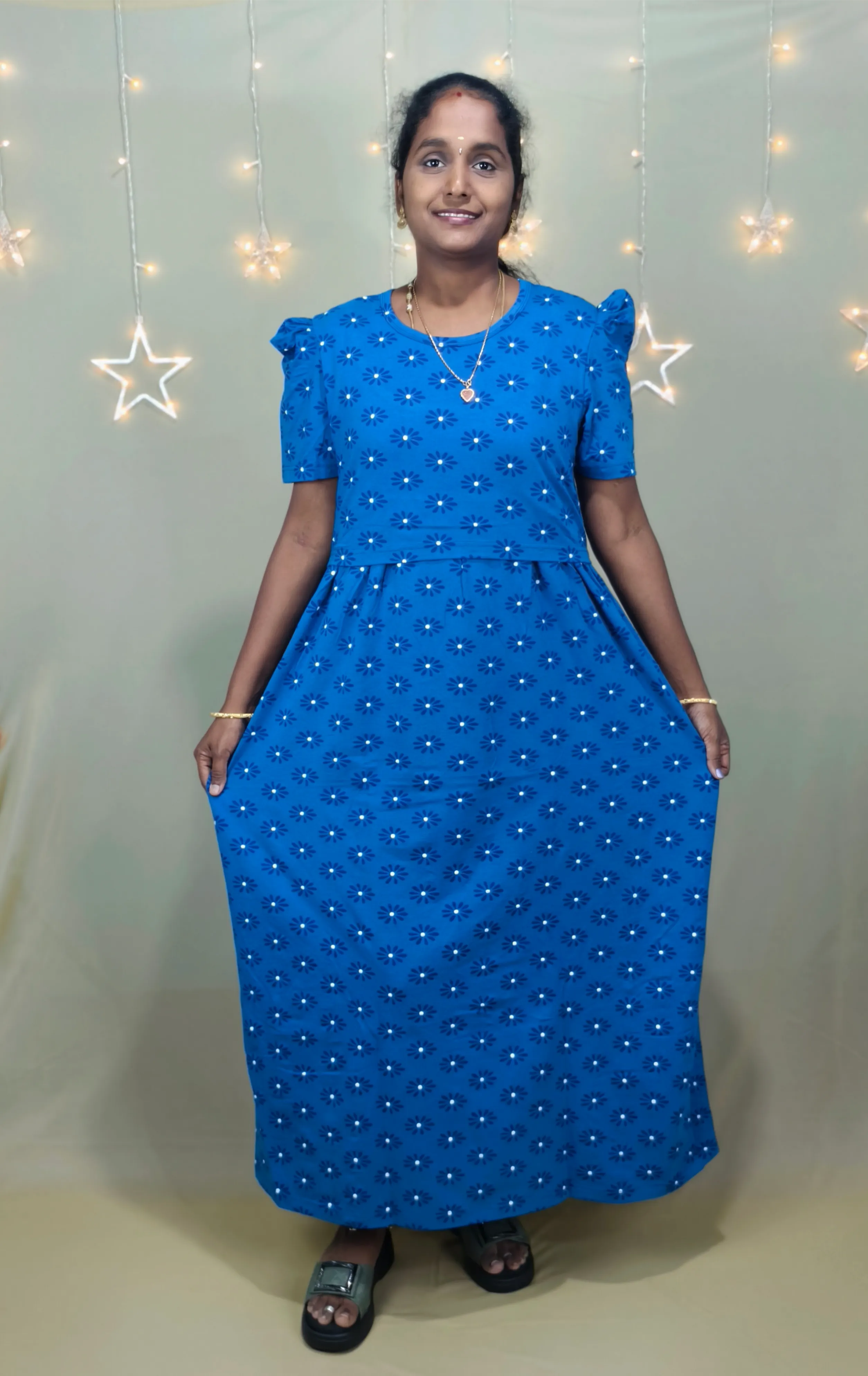 Royal Blue Floral Zipless Maternity Maxi