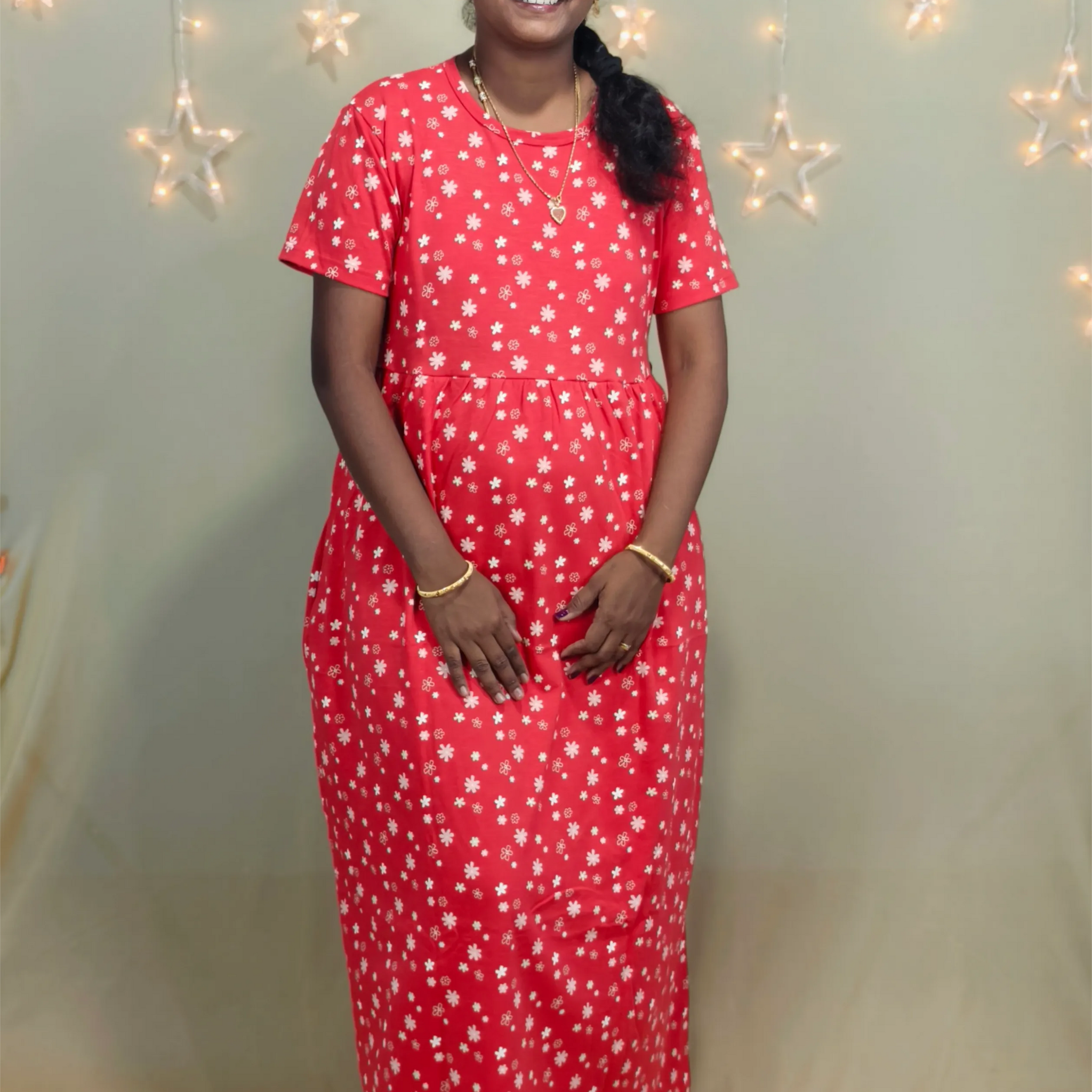 Dark Orange with floral Non feeding Maxi