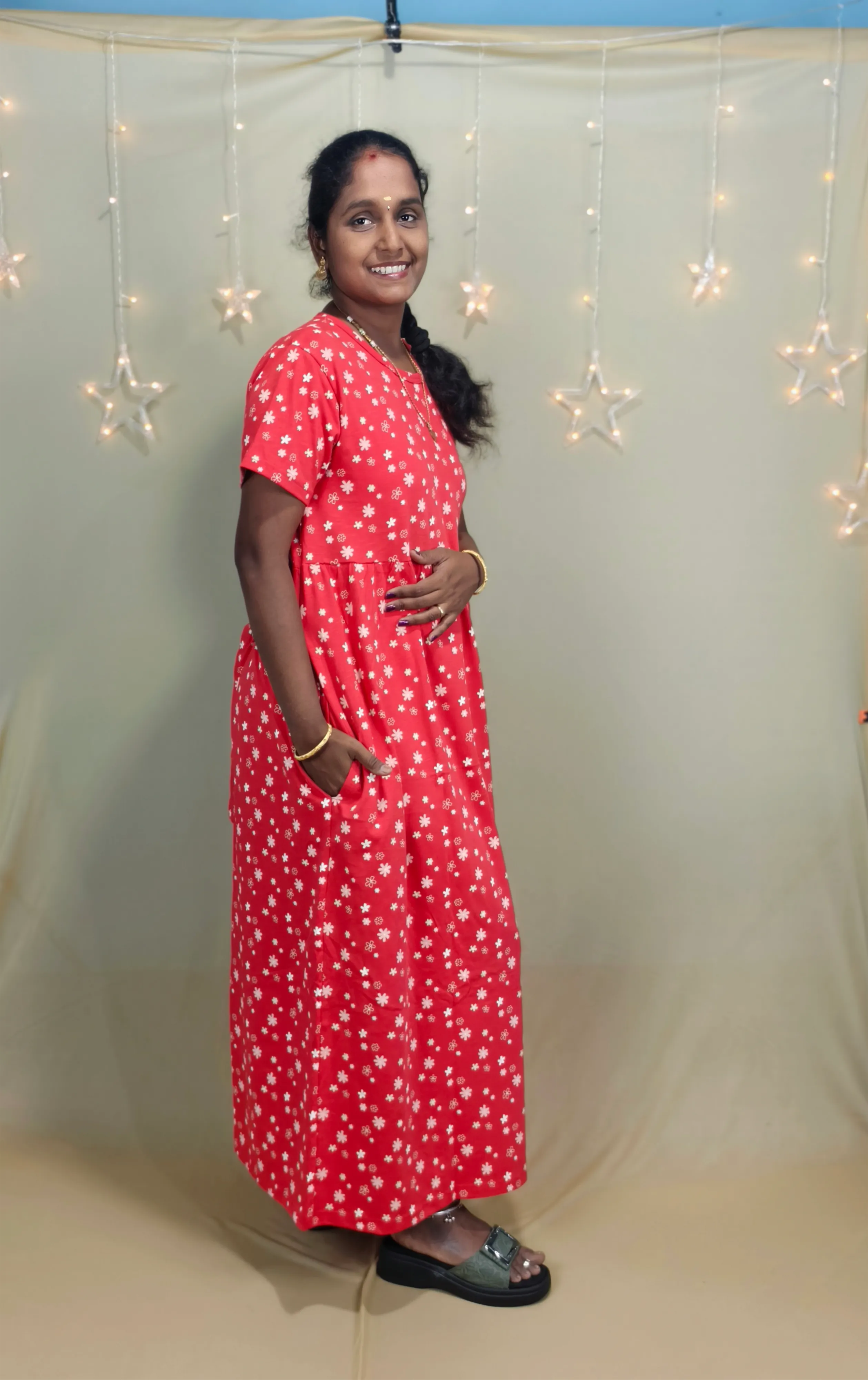 Dark Orange with floral Non feeding Maxi