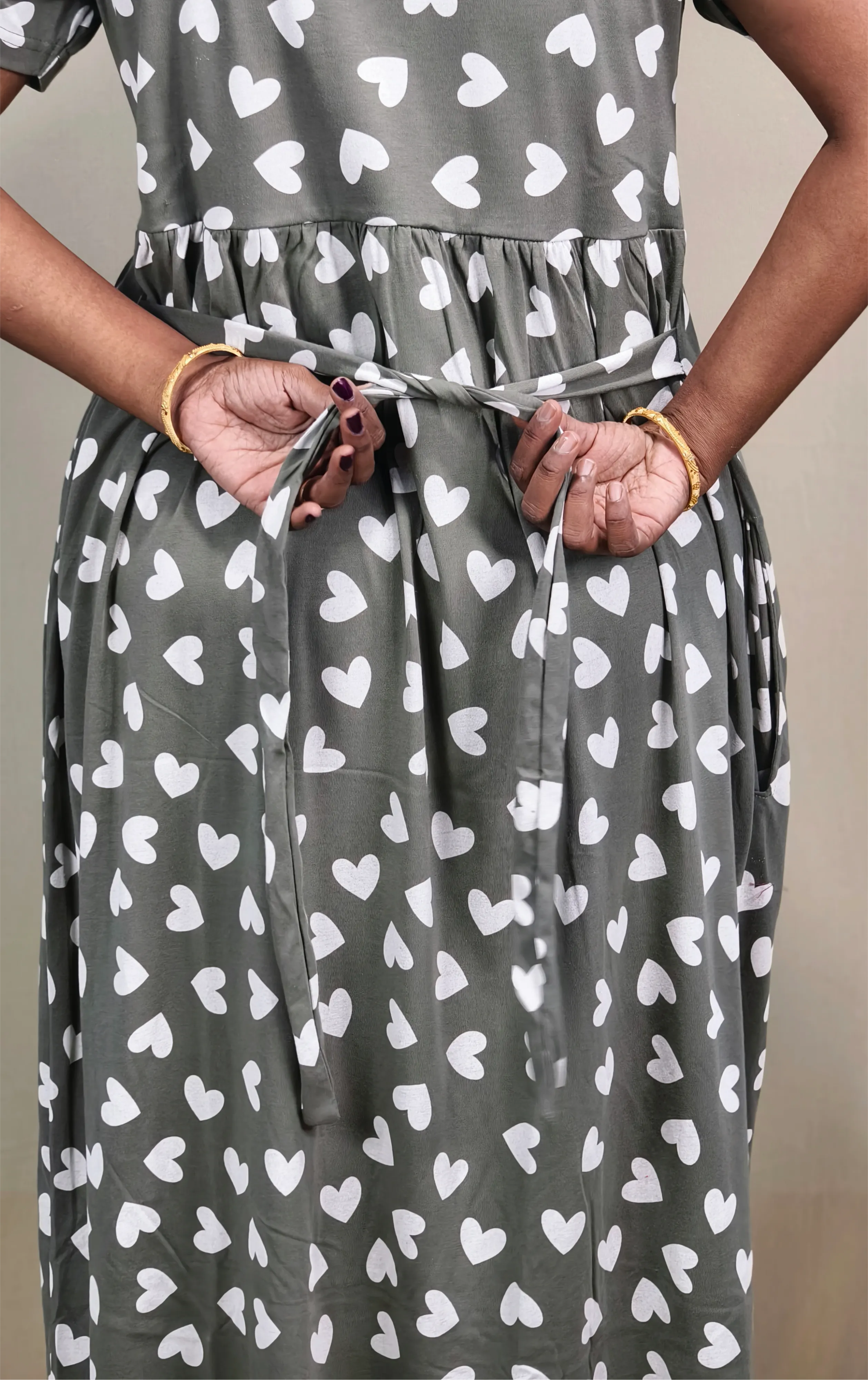 Olive Green with White floral Non feeding Maxi