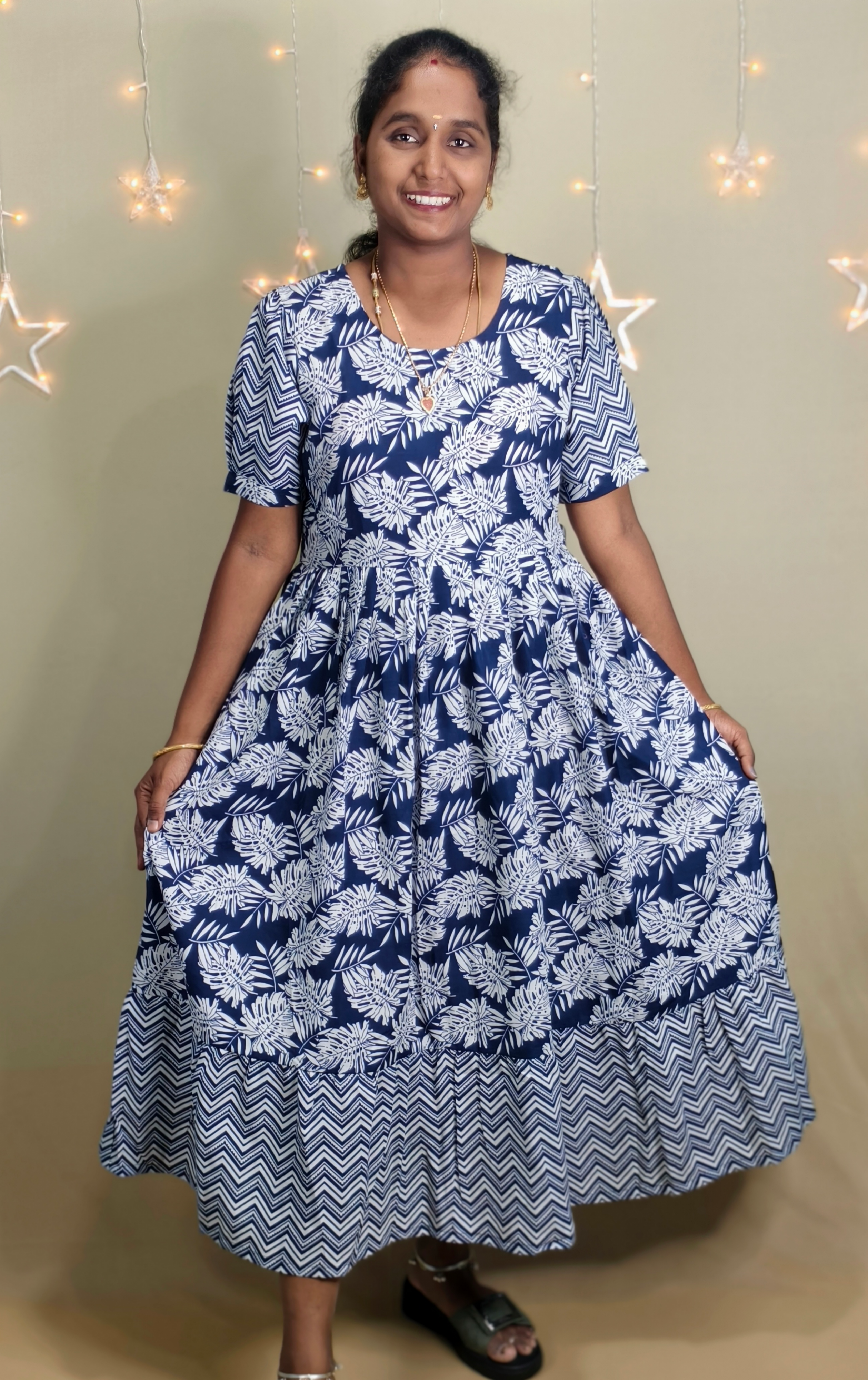 Dark navy cotton non feeding maxi