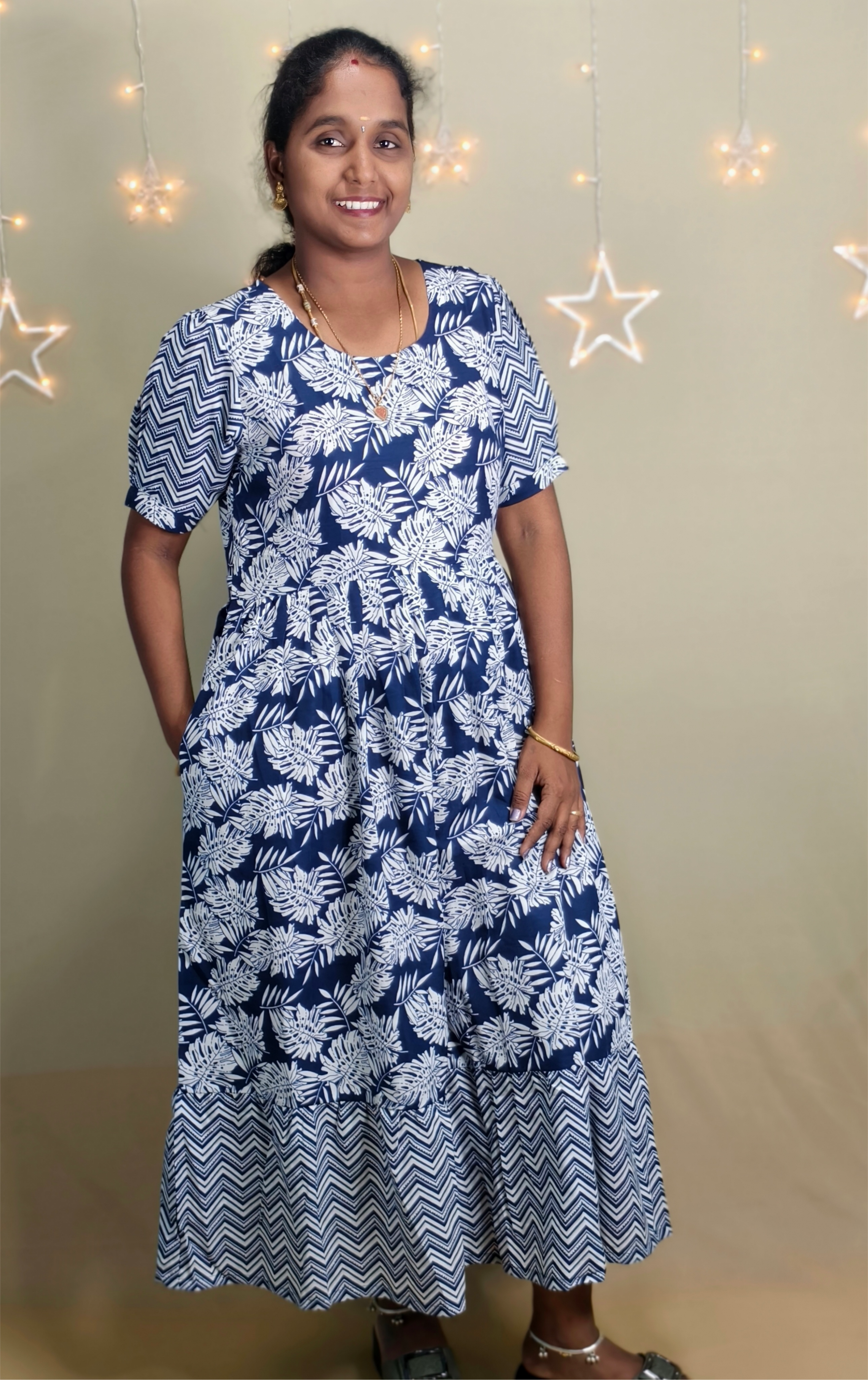 Dark navy cotton non feeding maxi