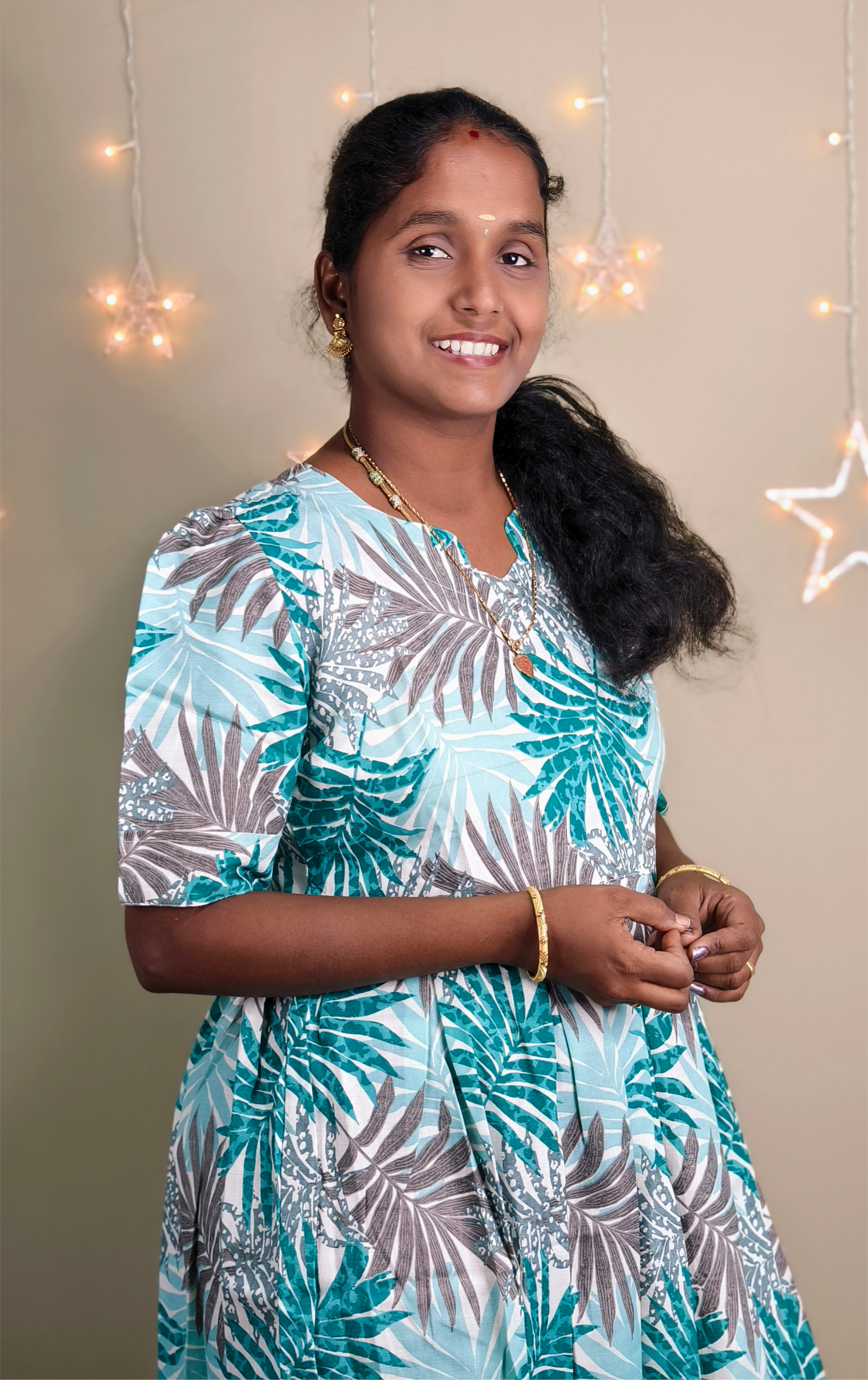 LIGHT GREEN PRINT MAXI KURTI TYPE