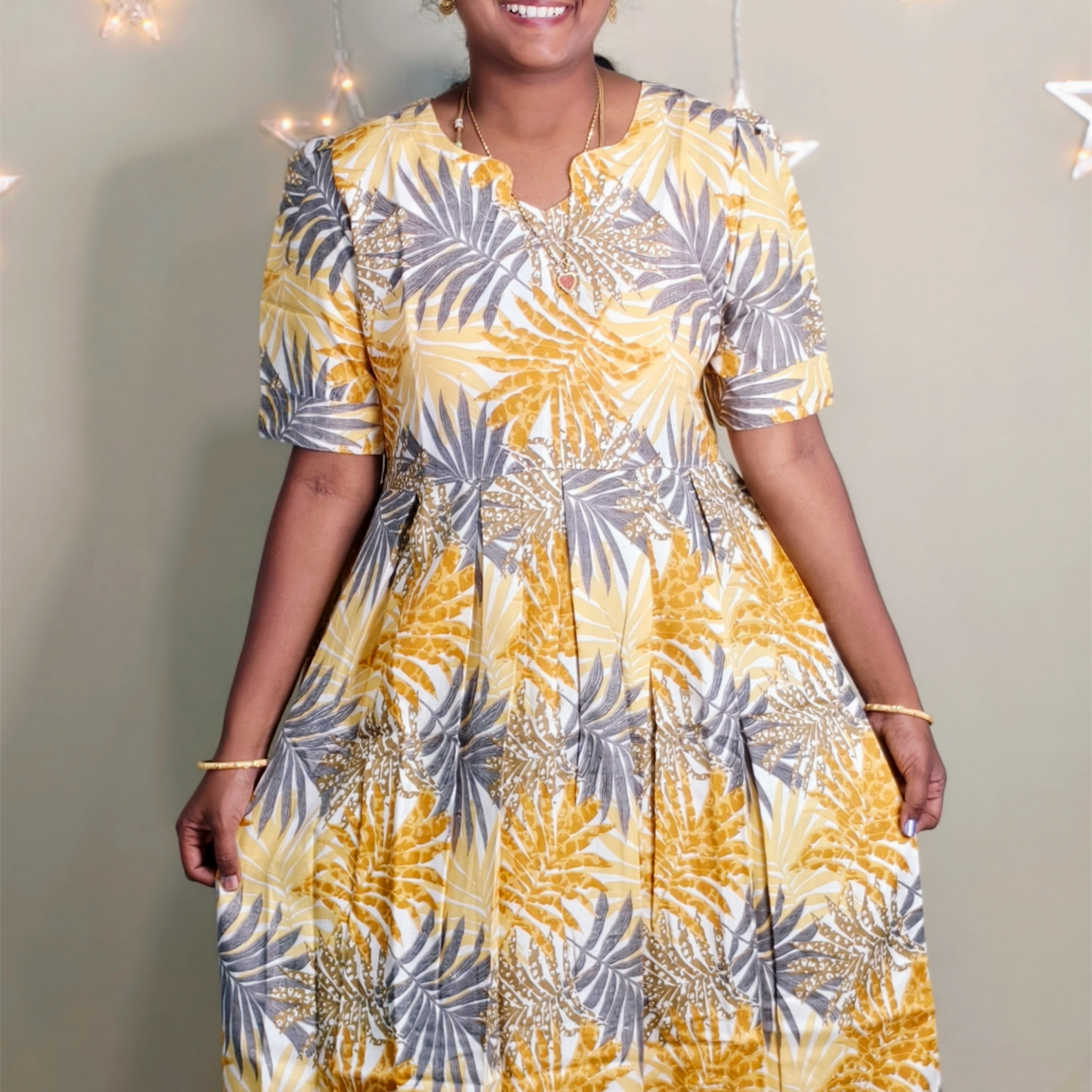 YELLOW PRINT MAXI KURTI TYPE