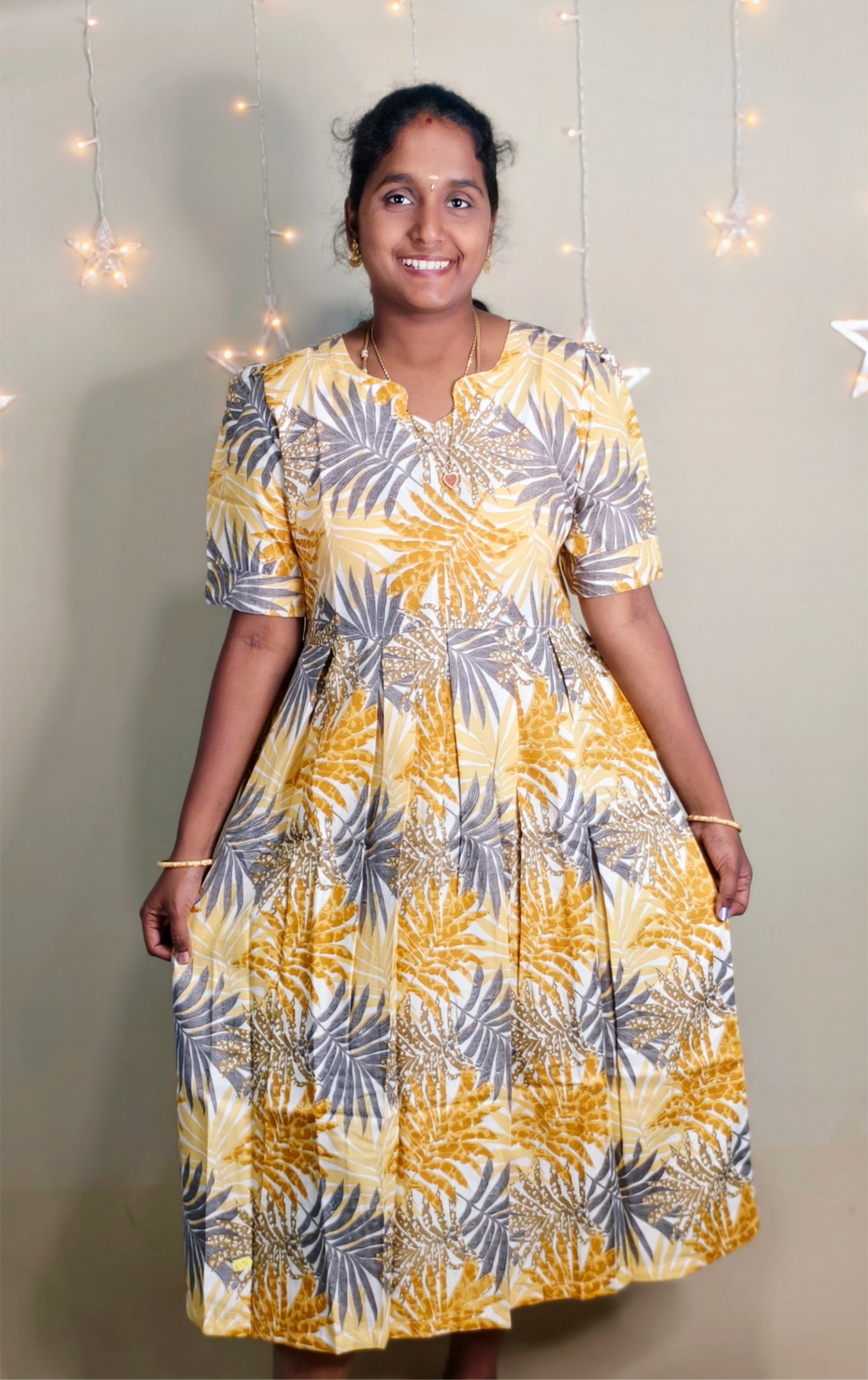 YELLOW PRINT MAXI KURTI TYPE