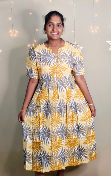 YELLOW PRINT MAXI KURTI TYPE