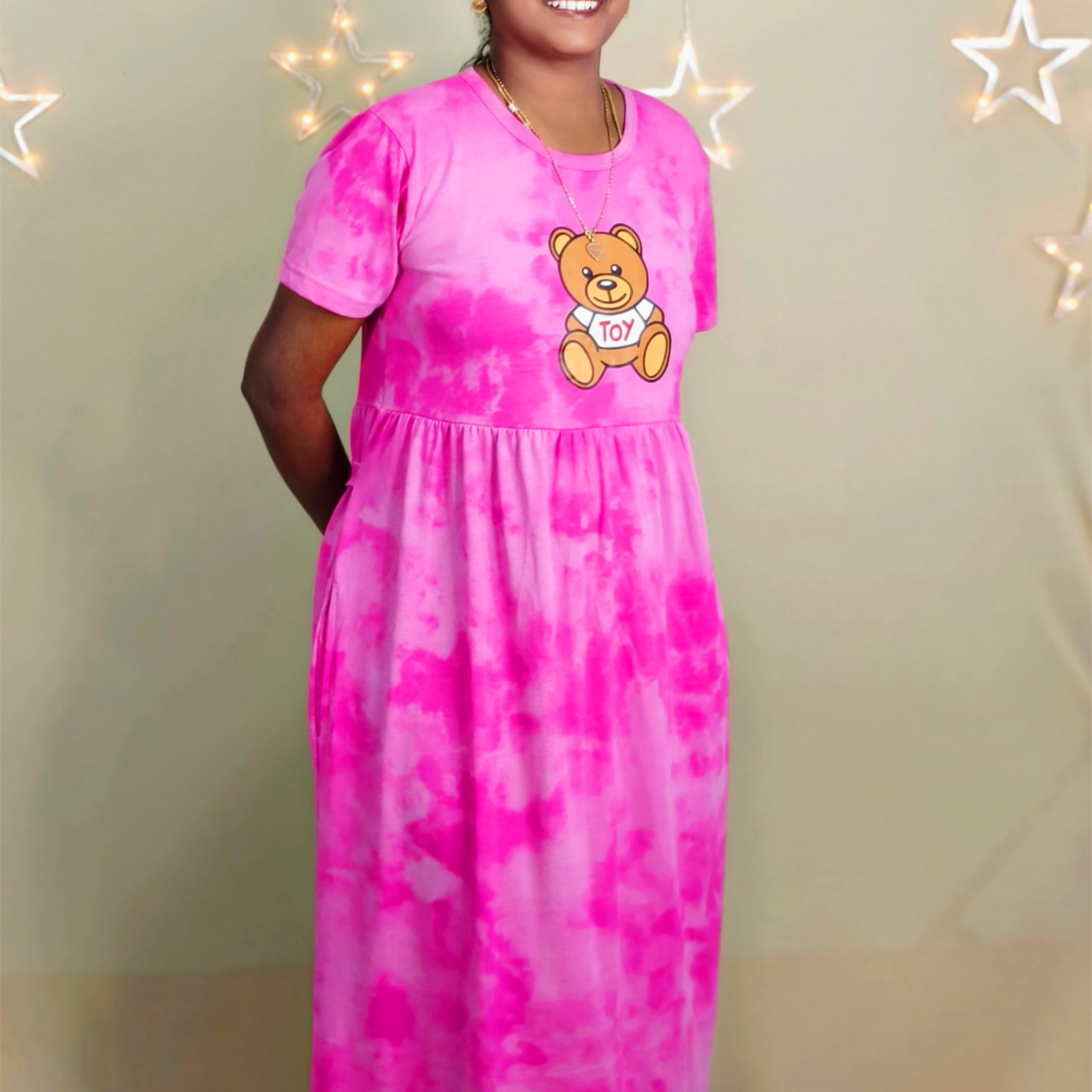 Pink chest print /Dye and Tie