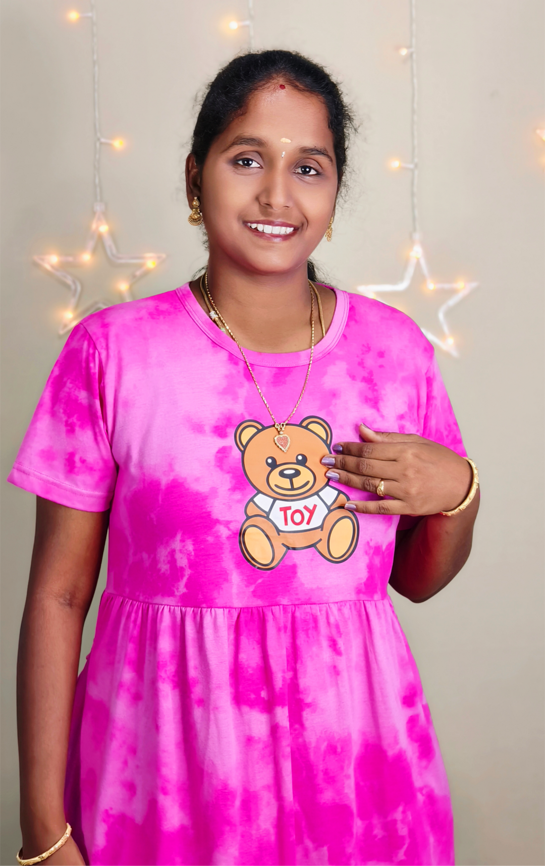 Pink chest print /Dye and Tie