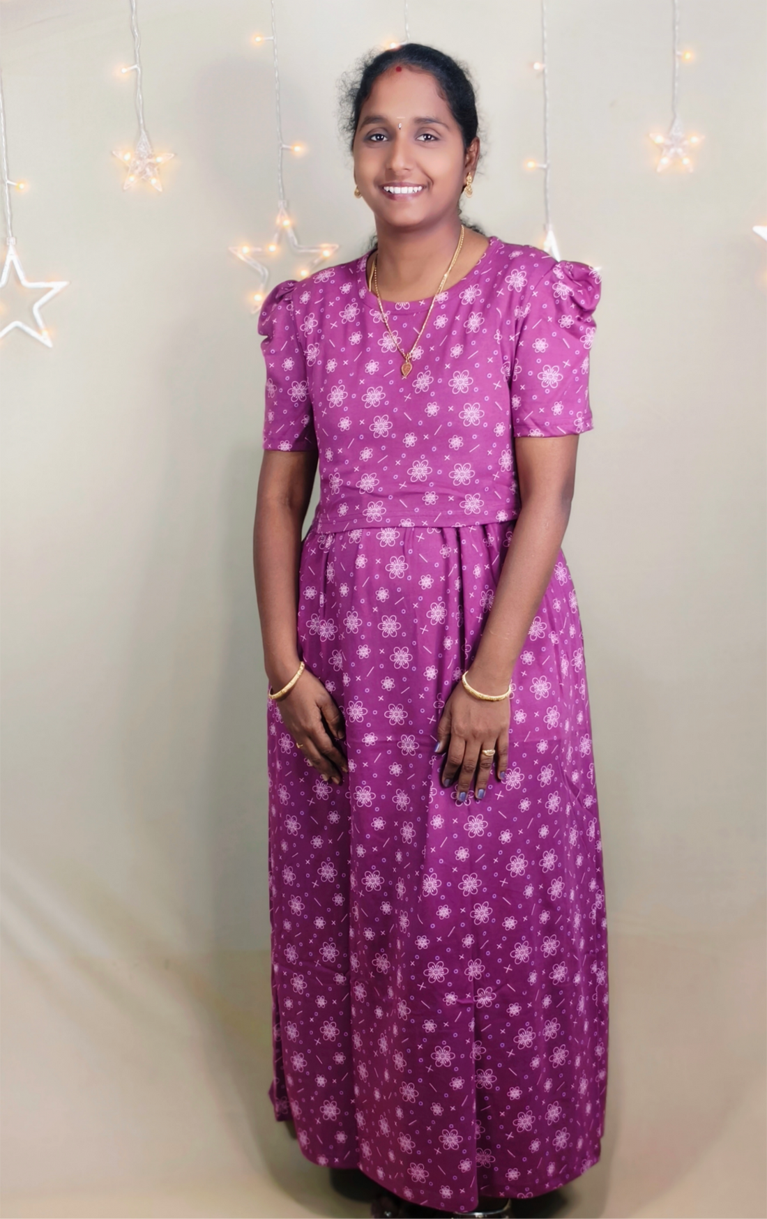DEEP MAGENTA PINK PRINTED ZIPLESS FEEDING