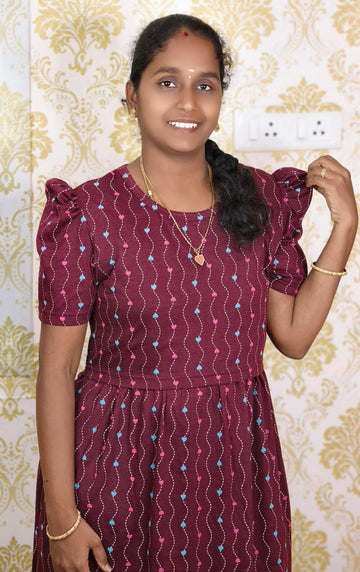 BURGUNDY  HEART PRINT  ZIPLESS FEEDING MAXI