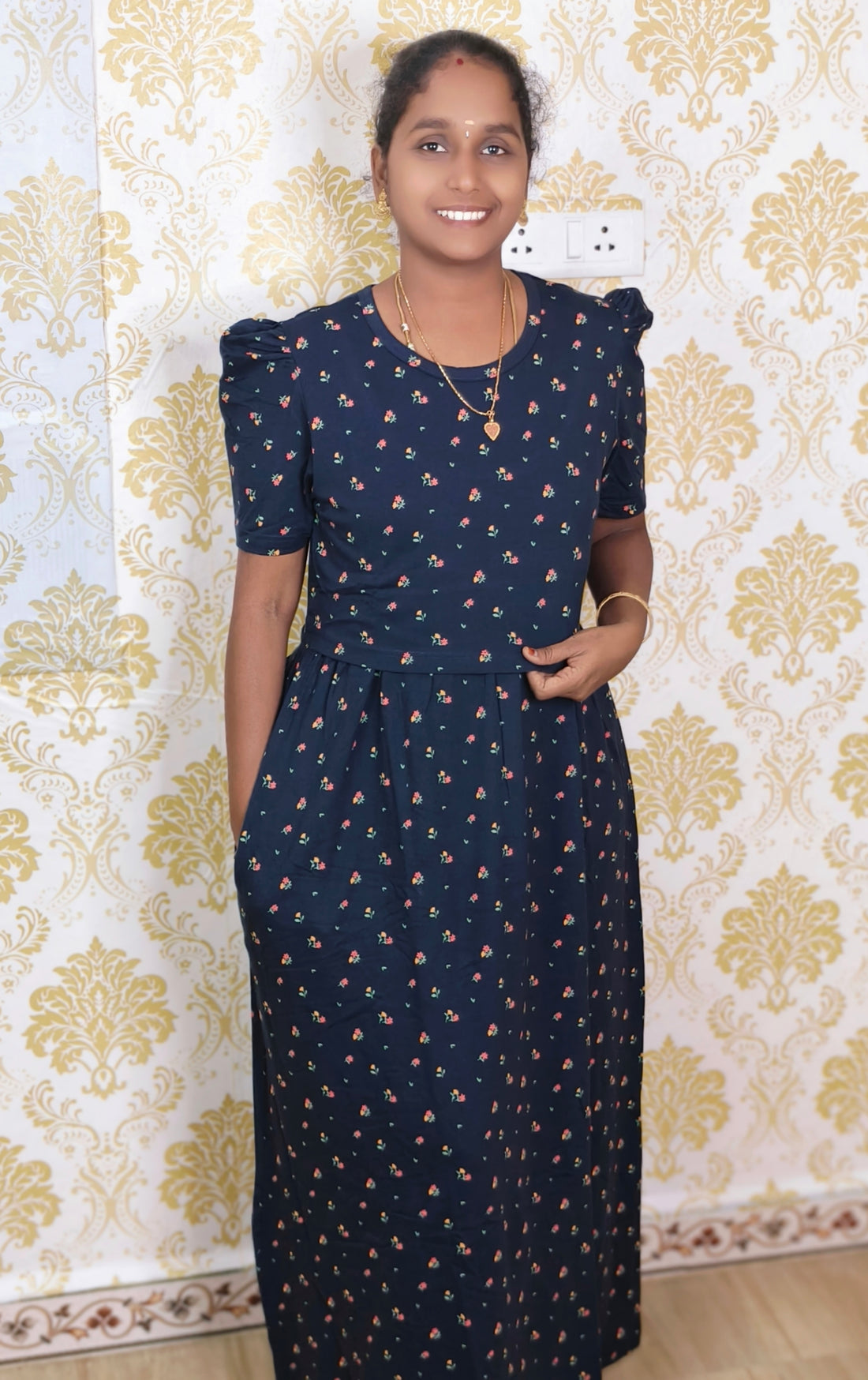 DARK NAVY  PRINT  ZIPLESS FEEDING MAXI