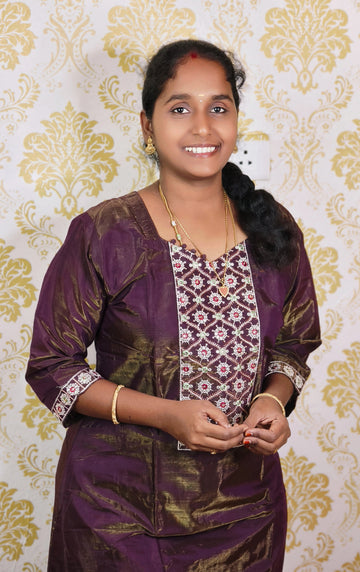 DOUBLE SHADE  WINE COLOUR  NECK DESIGN A-LINE KURTI