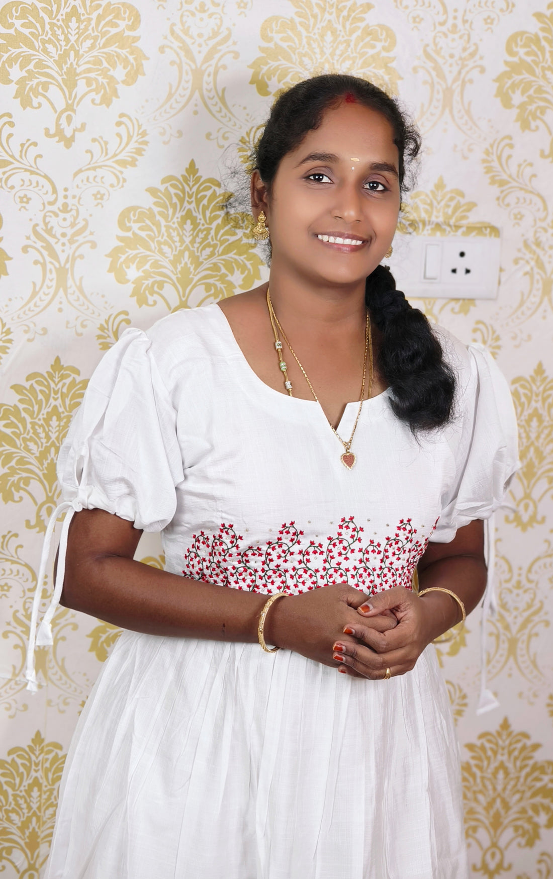 WHITE  COTTON MAXI ( WITH FULL LINING)