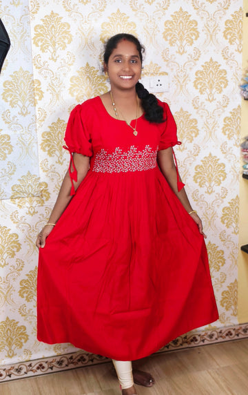 RED COTTON MAXI ( WITH FULL LINING)