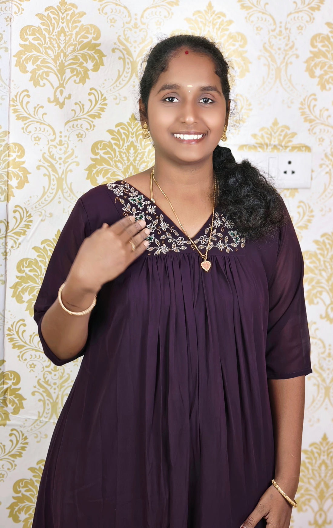 DARK PURPLE  ANARKALI GEORGETTE KURITS
