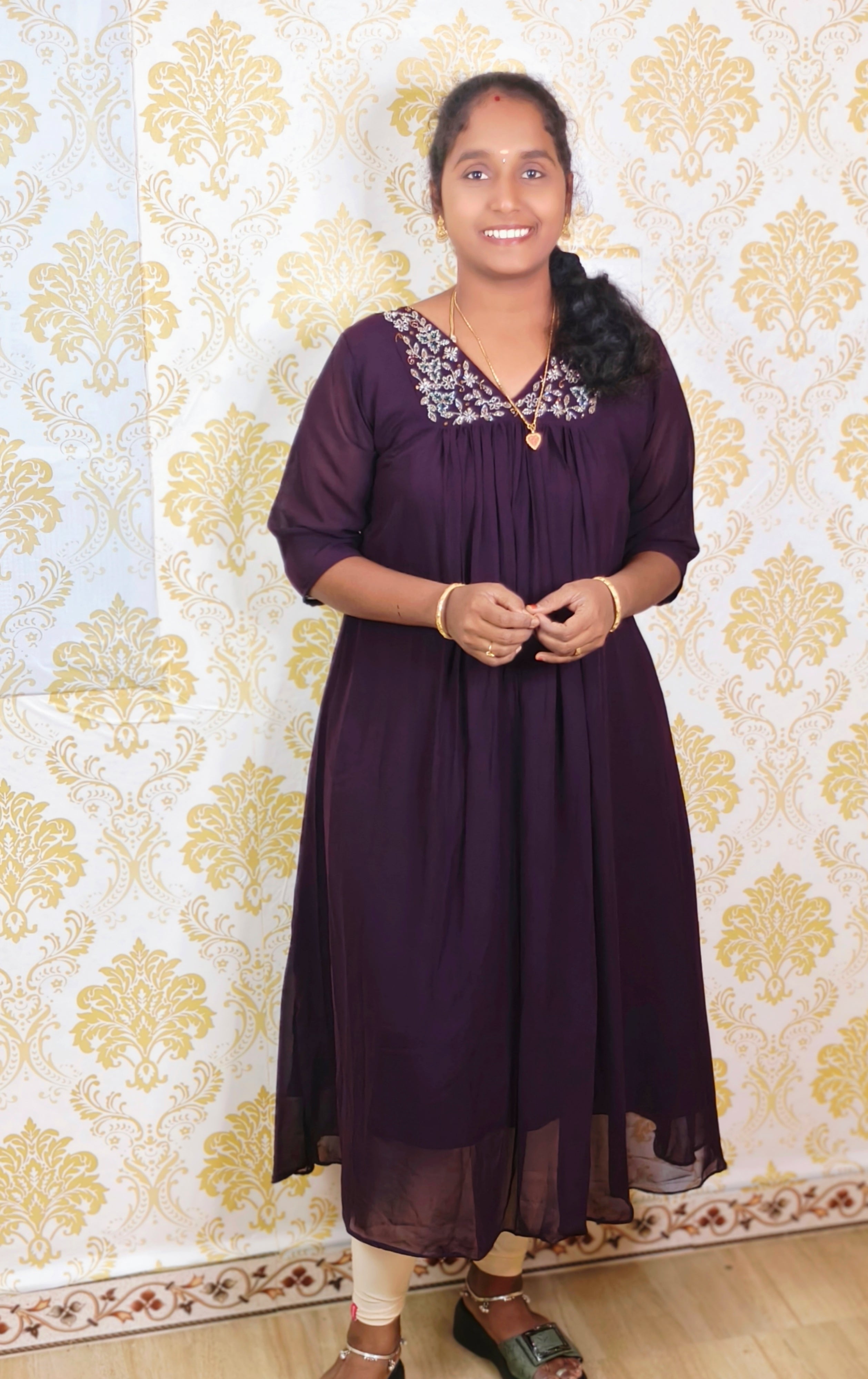 DARK PURPLE  ANARKALI GEORGETTE KURITS