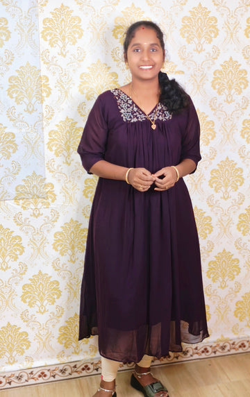 DARK PURPLE  ANARKALI GEORGETTE KURITS