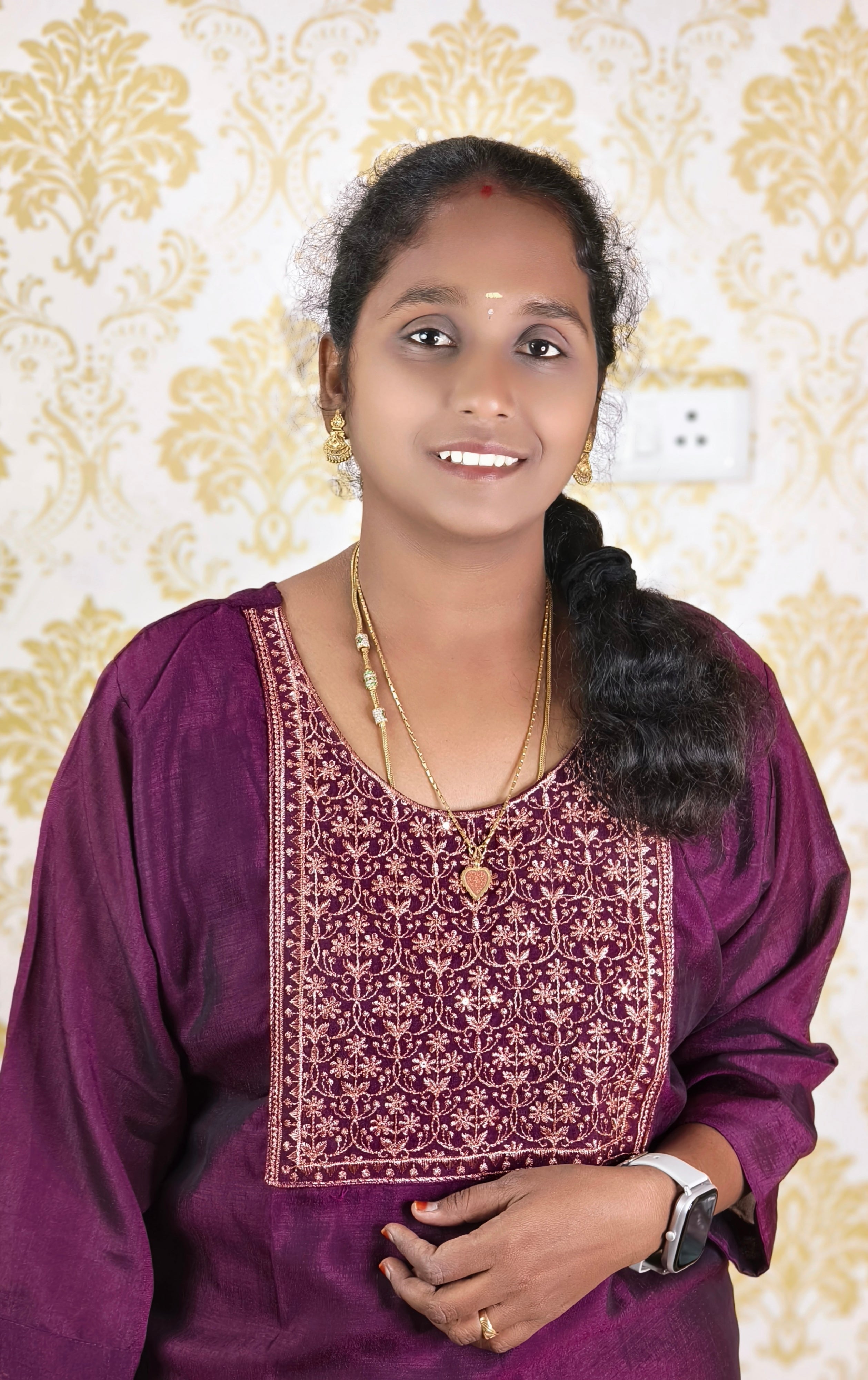Raw silk  maroon kurti