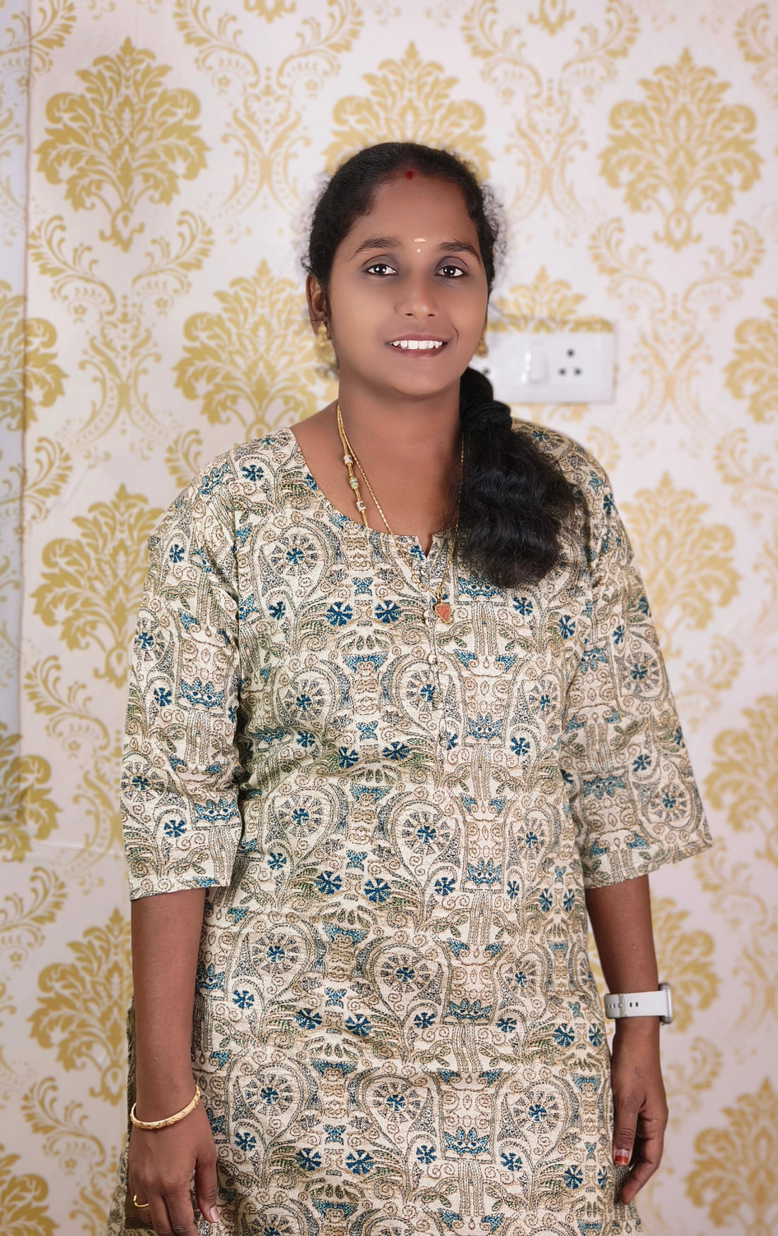 Ajrakh  printed side open cotton kurti