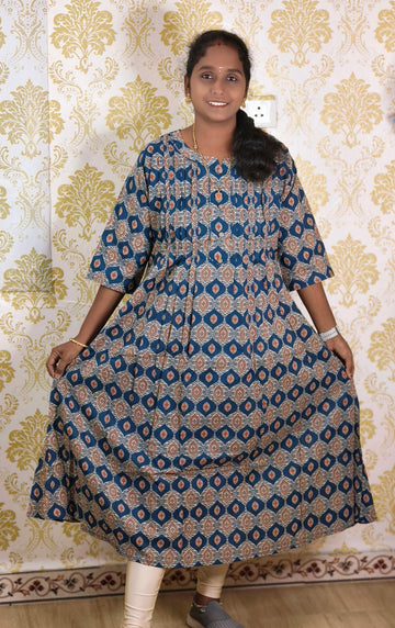Navy printed cotton kurti