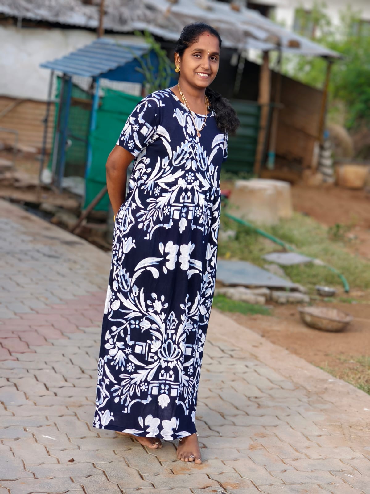 Dark navy LITE  WEIGHT FABRIC NON FEEDING MAXI