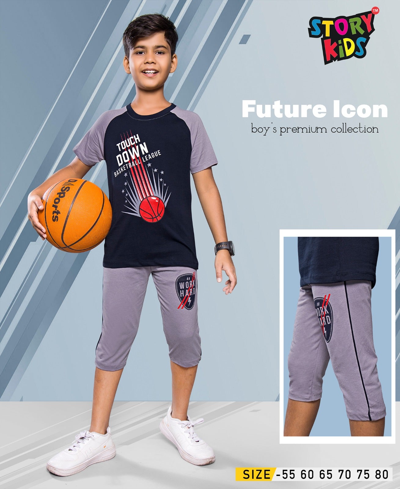 DARK NAVY WITH GREY CAPRI SET