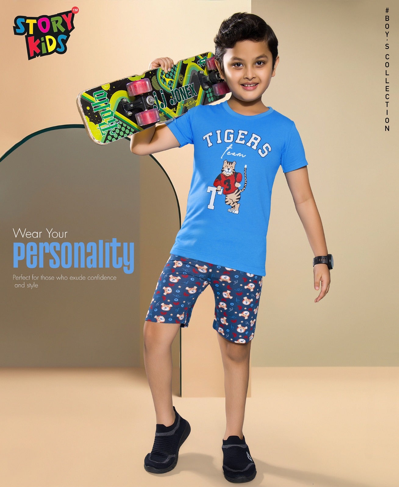 BLUE   PRINTED TSHIRTS SHORTS