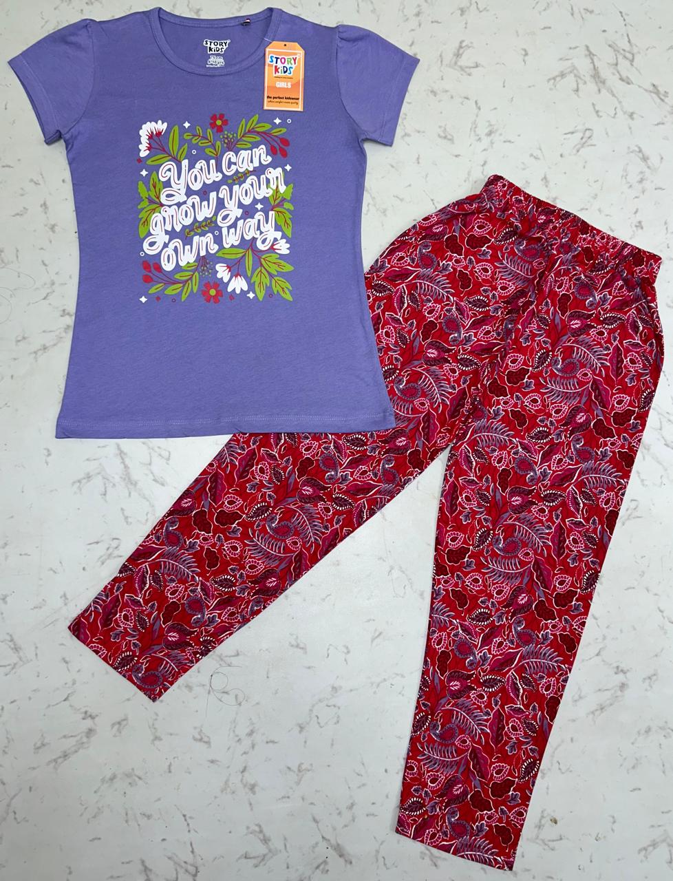 Violet red mixed print Pyjamas Set